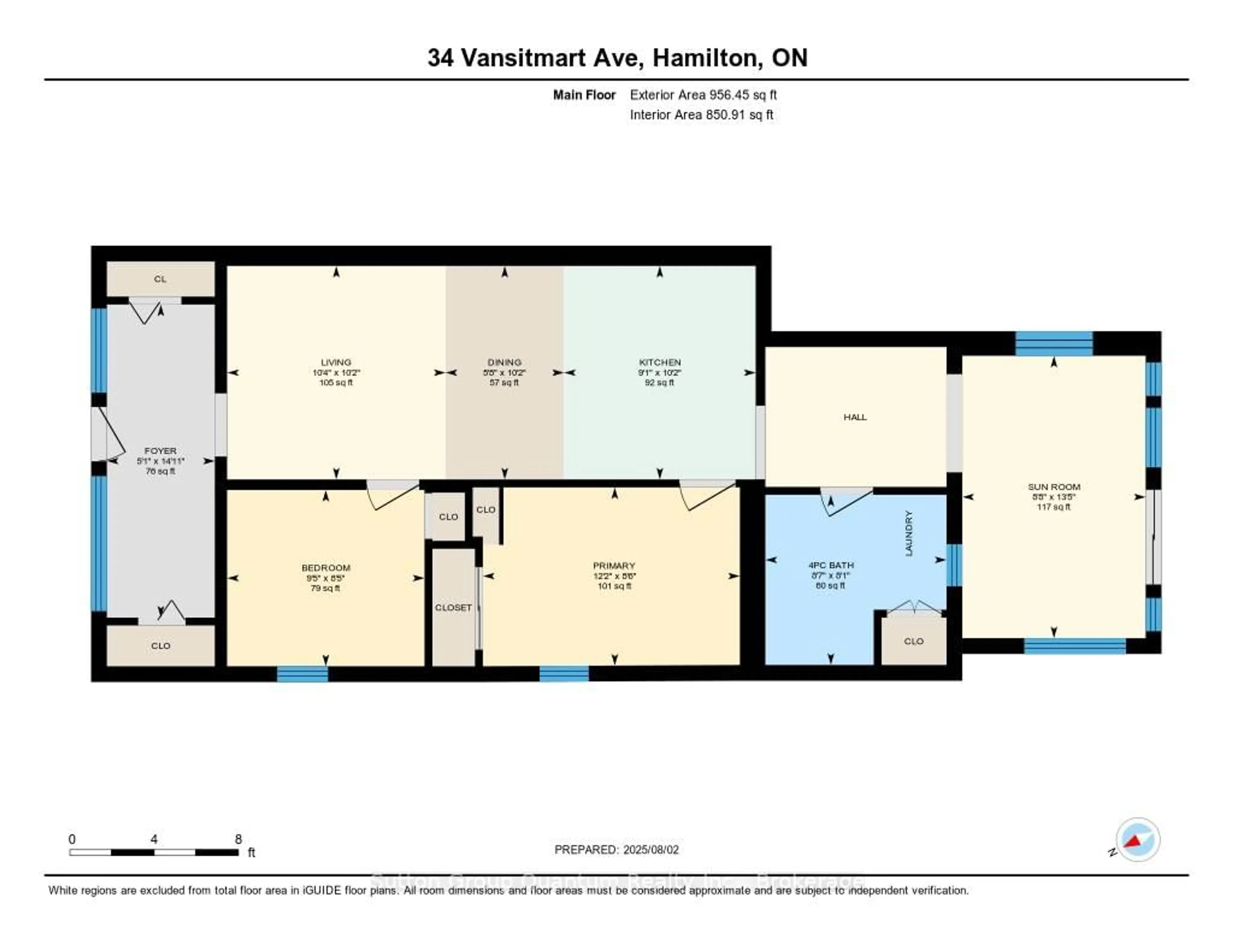 Floor plan for 34 vansitmart Ave, Hamilton Ontario L8M 3A3