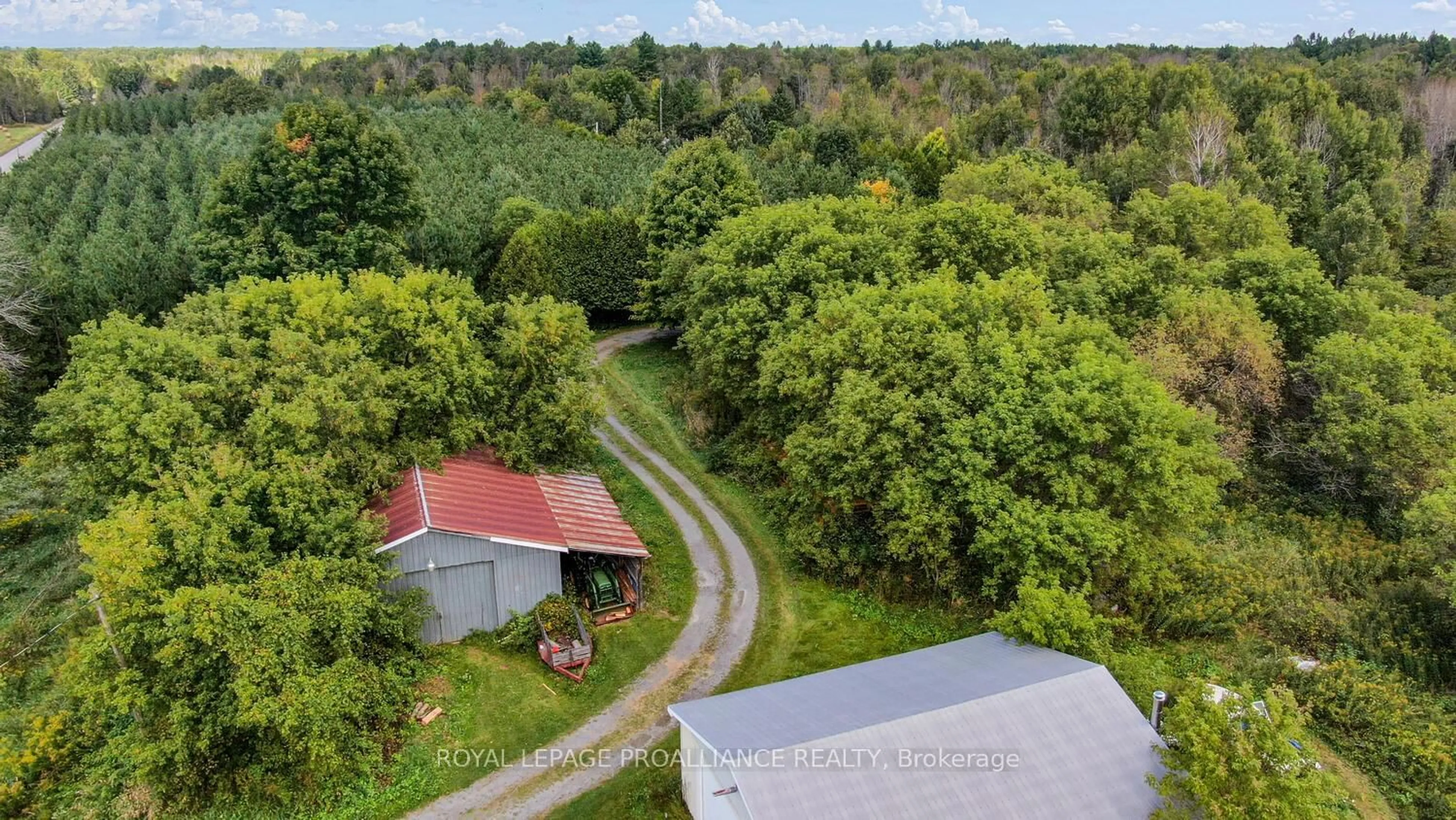 A pic from outside/outdoor area/front of a property/back of a property/a pic from drone, forest/trees view for 4825 MCCULLY Rd, Augusta Ontario K0E 1T0