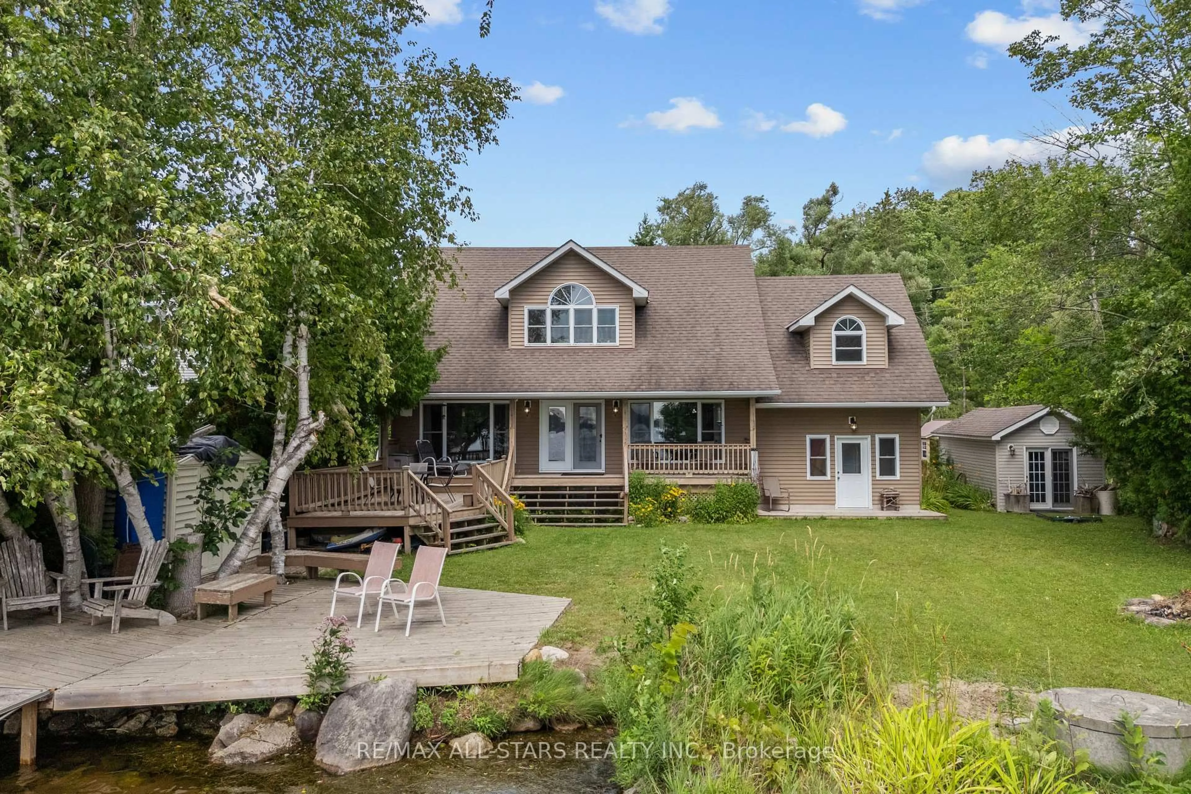 A pic from outside/outdoor area/front of a property/back of a property/a pic from drone, water/lake/river/ocean view for 41 Fells Bay Rd, Kawartha Lakes Ontario K0M 1N0
