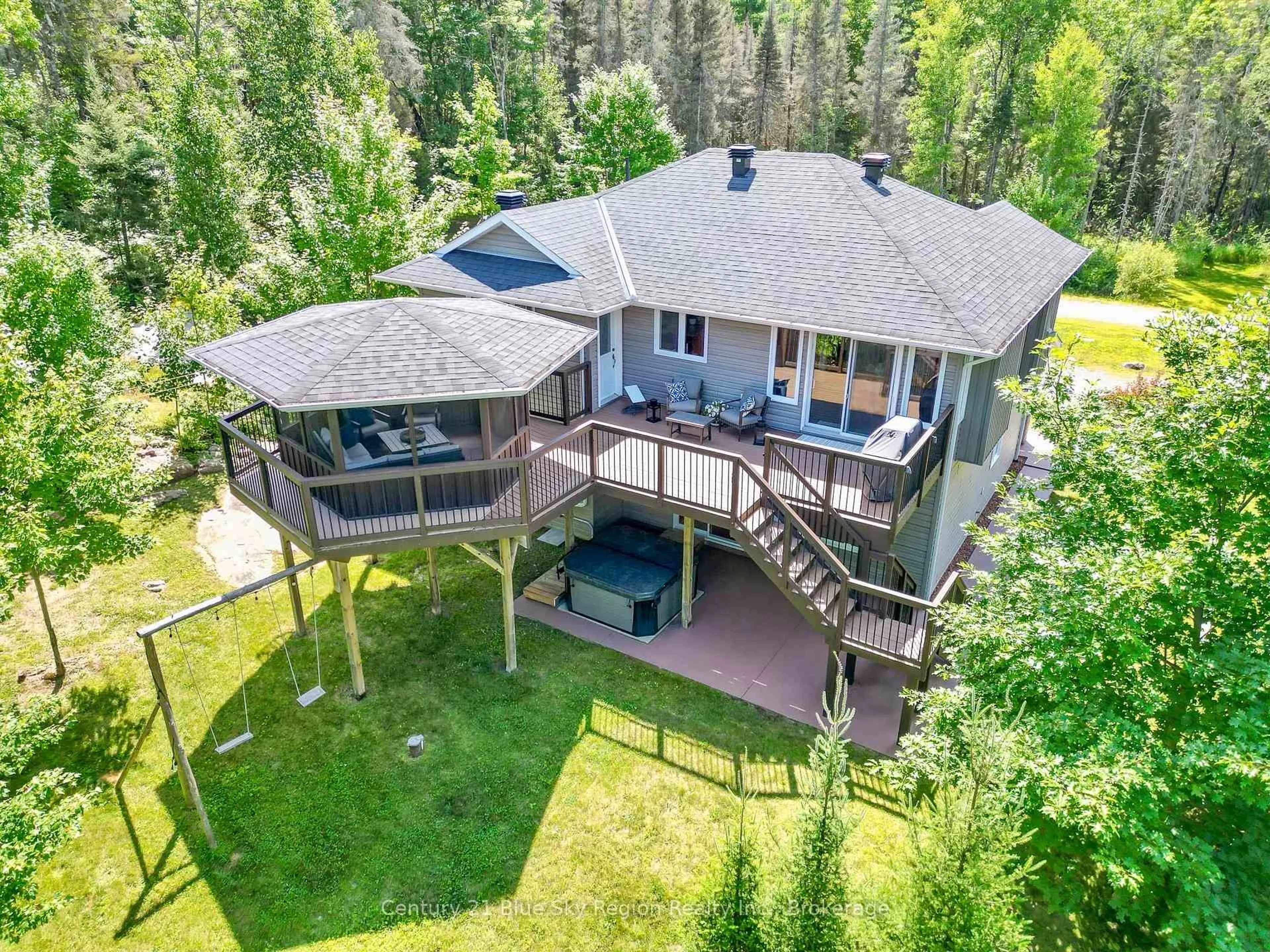 A pic from outside/outdoor area/front of a property/back of a property/a pic from drone, forest/trees view for 1355 Highway 94, East Ferris Ontario P0H 1K0