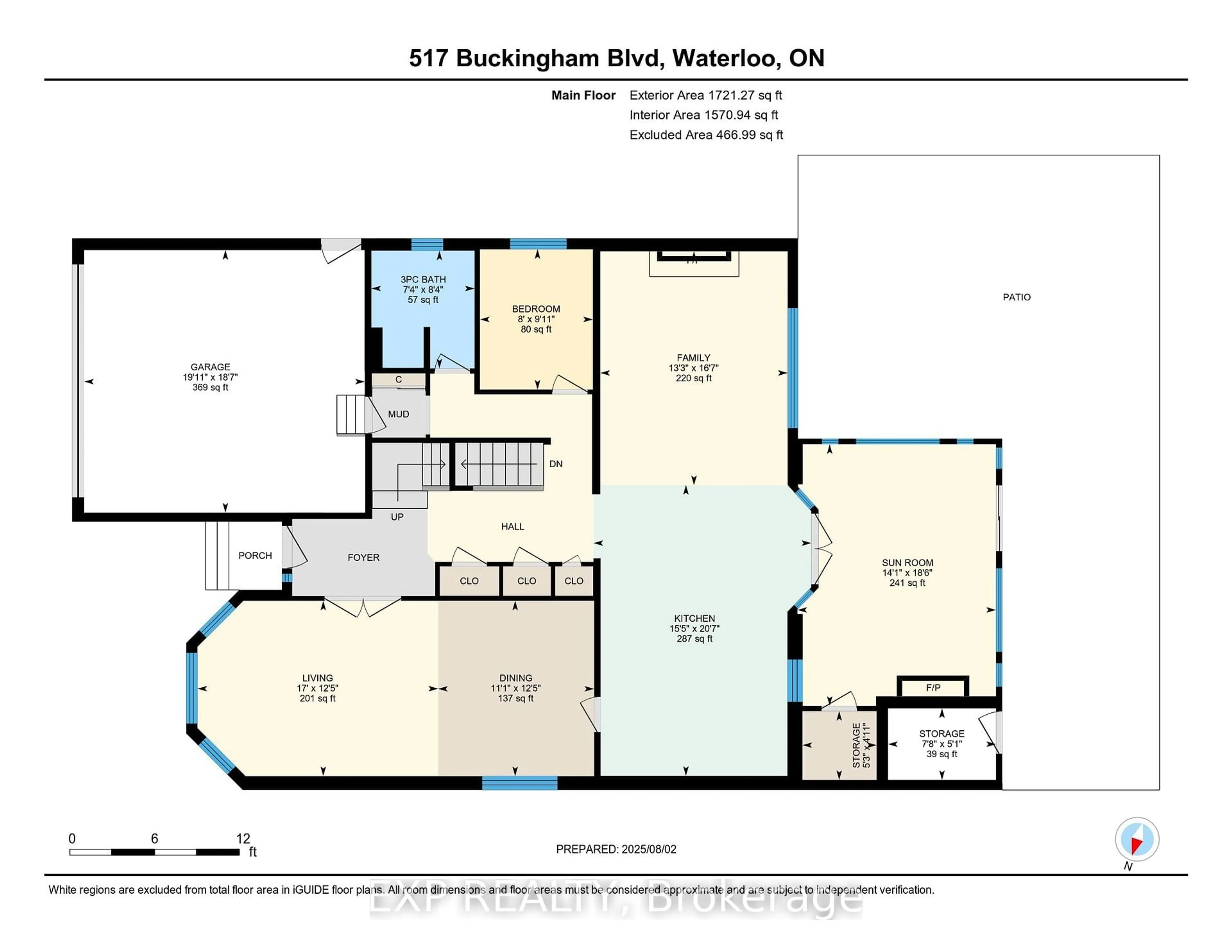 Floor plan for 517 Buckingham Blvd, Waterloo Ontario N2T 2T9