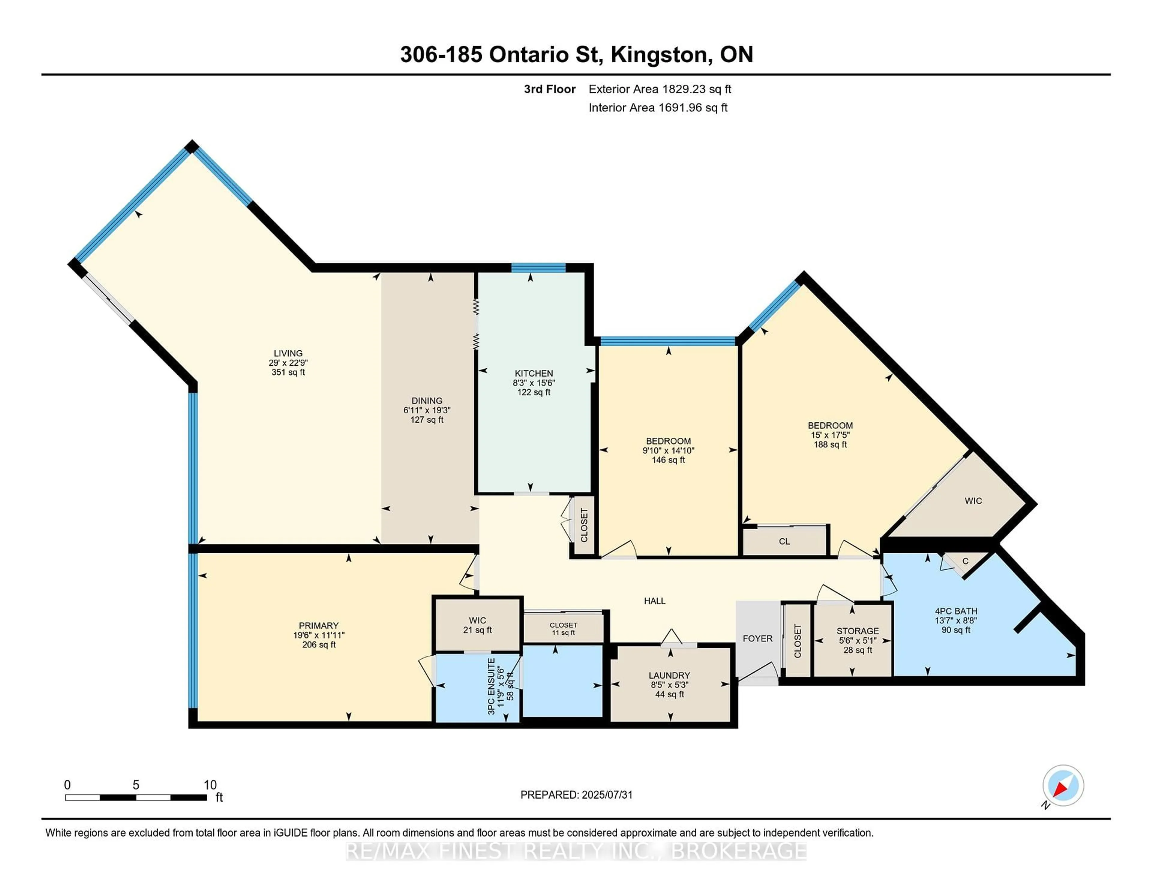Floor plan for 185 Ontario St #306, Kingston Ontario K7L 2Y7