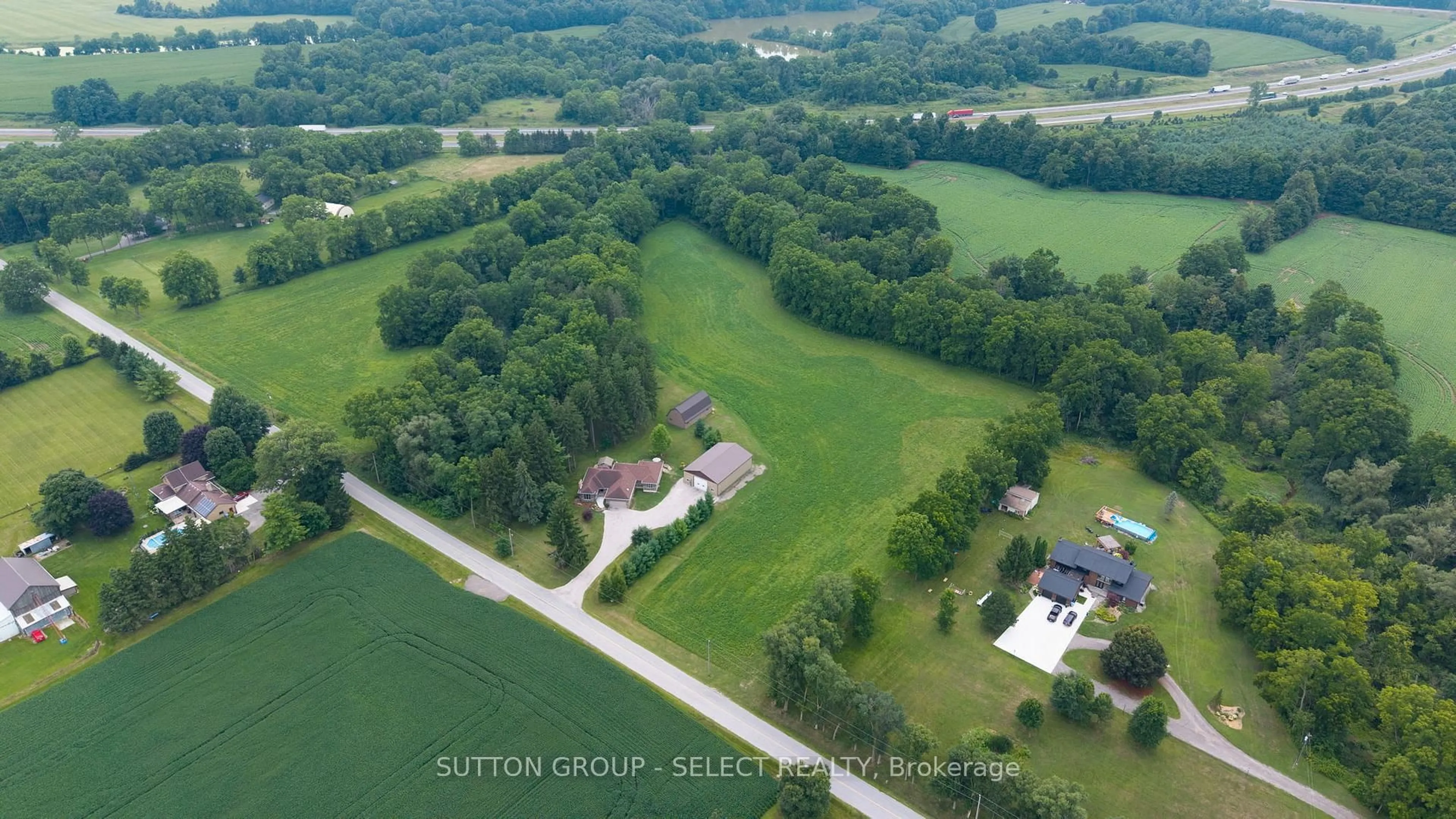 A pic from outside/outdoor area/front of a property/back of a property/a pic from drone, water/lake/river/ocean view for 3983 Brigham Rd, Middlesex Centre Ontario N6P 1P3