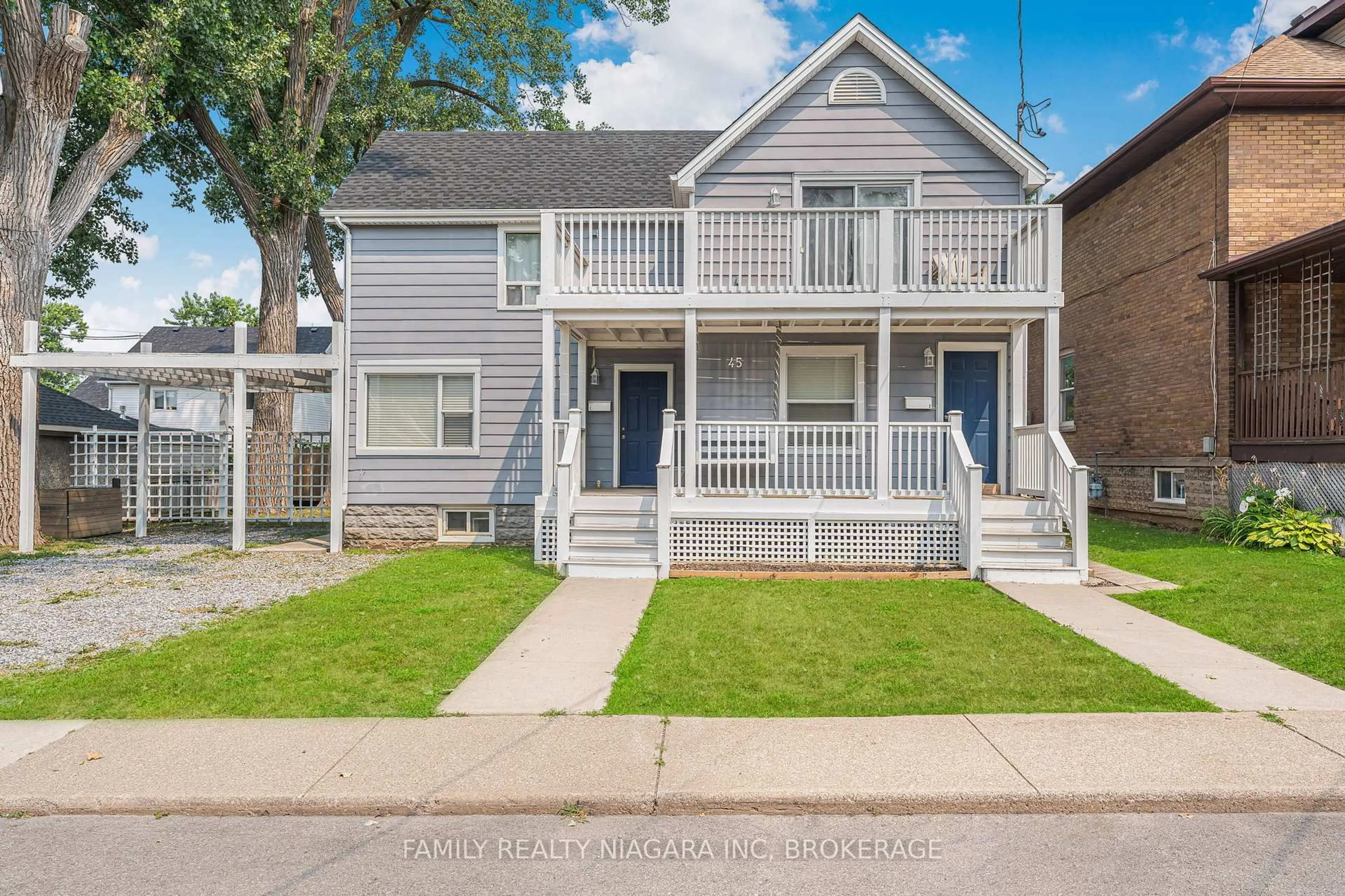 Home with vinyl exterior material, street for 45 Almond St, St. Catharines Ontario L2T 1G2