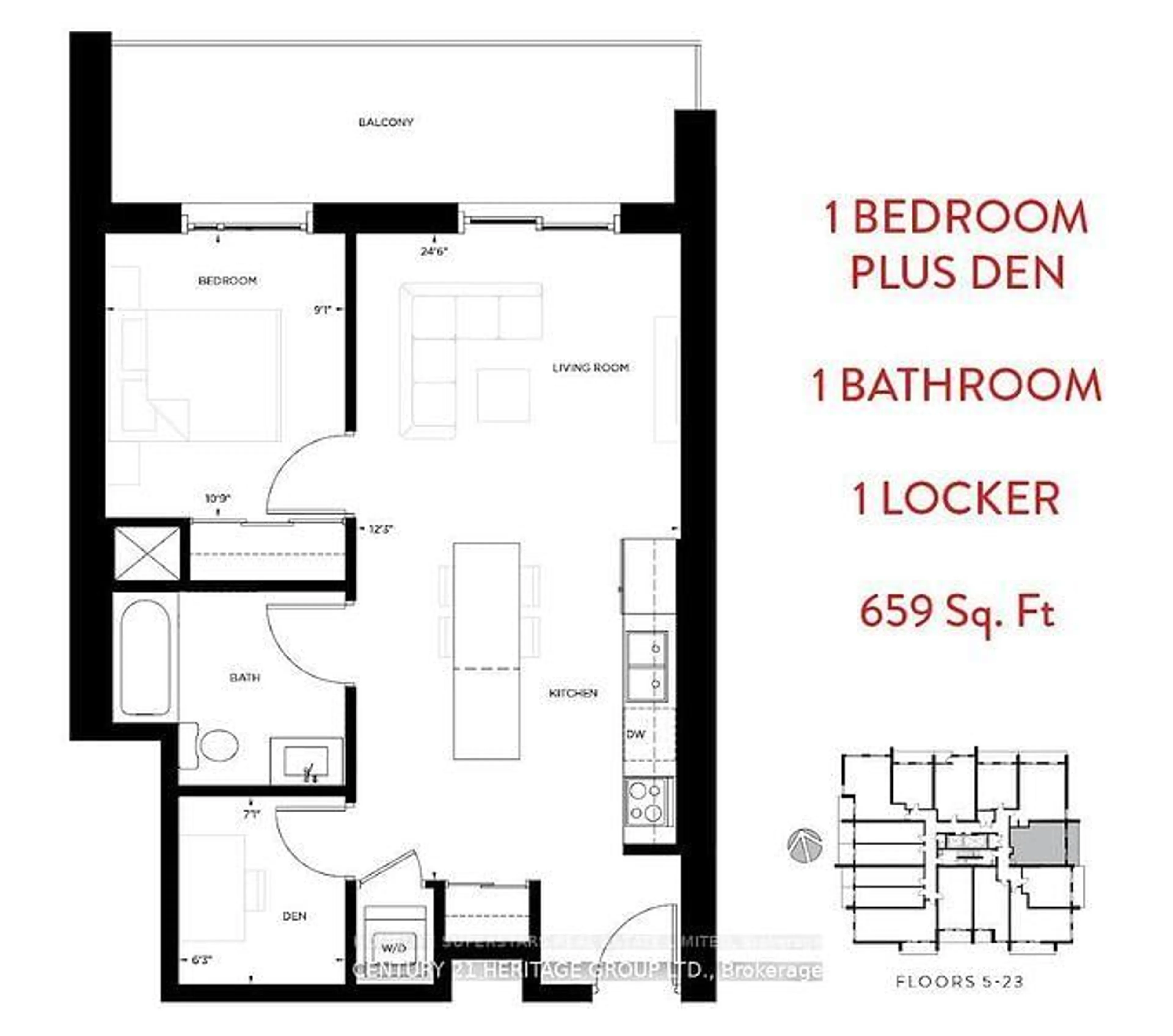 Floor plan for 15 Queen St #512, Hamilton Ontario L8P 0C6