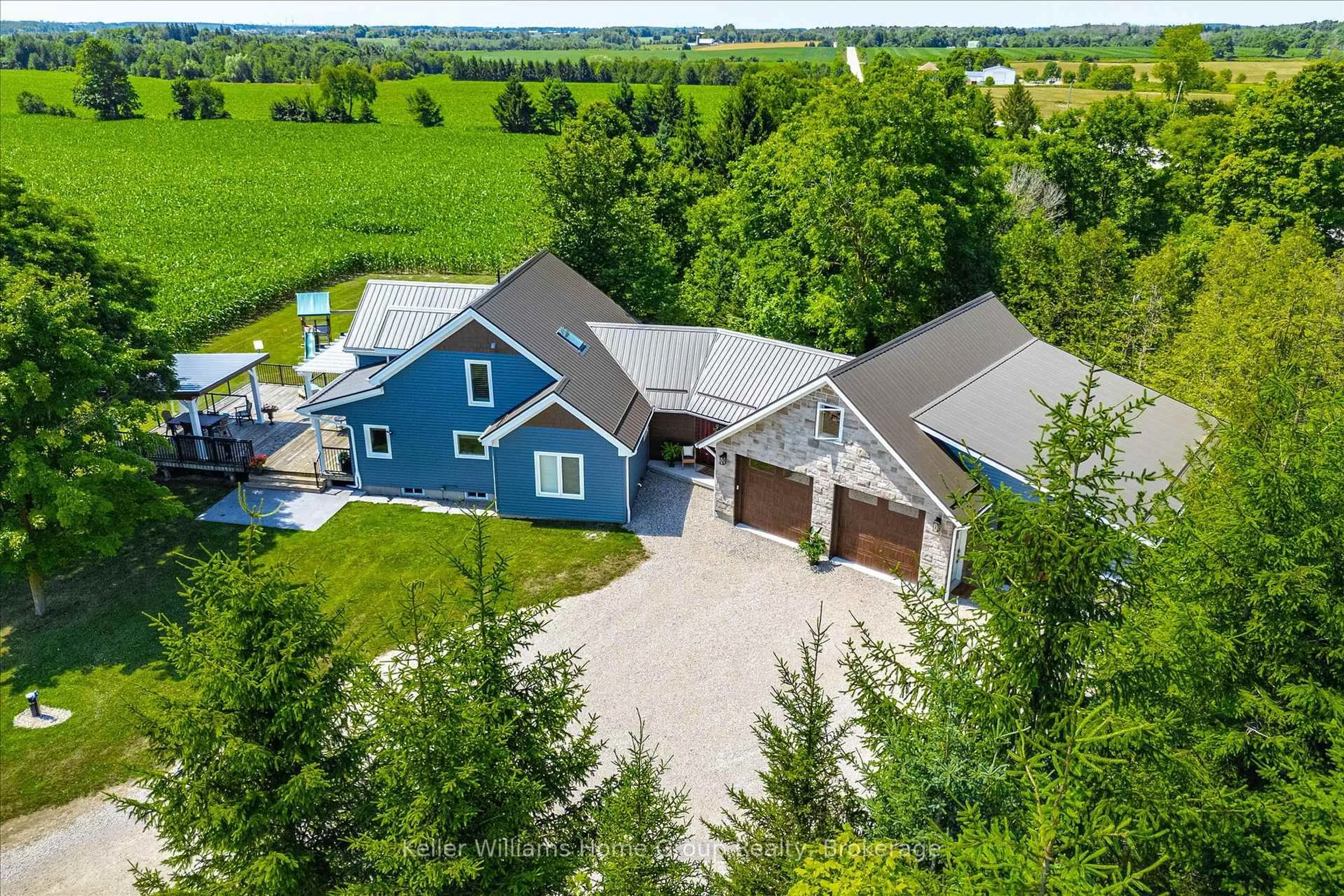 A pic from outside/outdoor area/front of a property/back of a property/a pic from drone, water/lake/river/ocean view for 8141 Side Road 20, Centre Wellington Ontario N1M 2W4