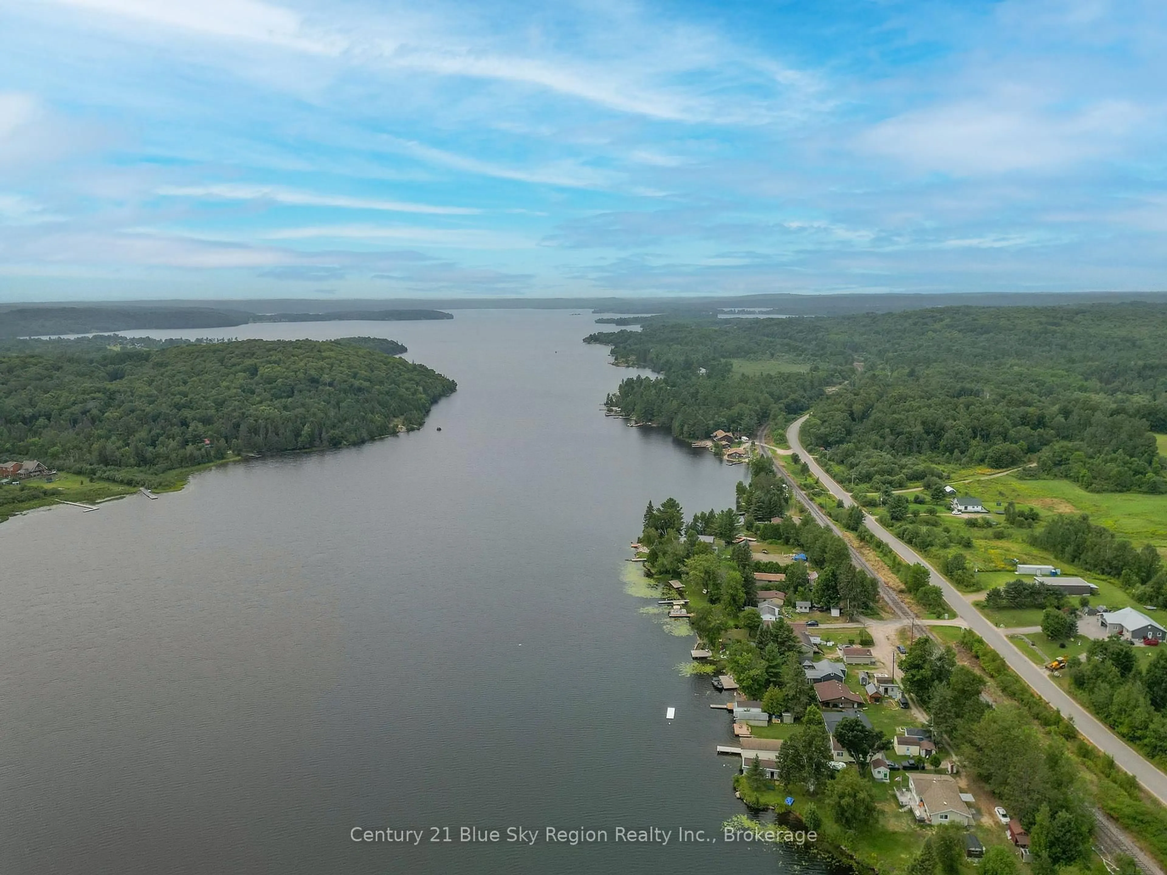 A pic from outside/outdoor area/front of a property/back of a property/a pic from drone, water/lake/river/ocean view for 312 Martindale Lane, Bonfield Ontario P0H 1E0