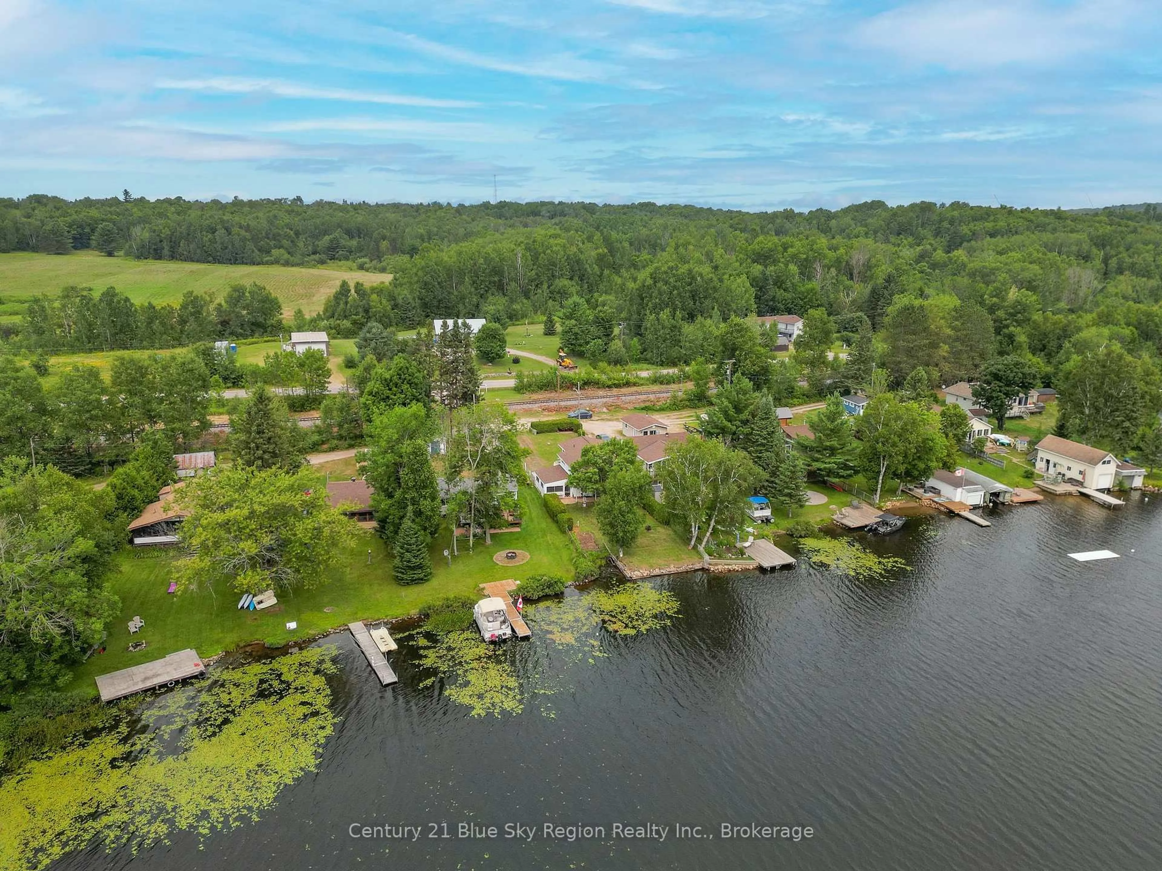A pic from outside/outdoor area/front of a property/back of a property/a pic from drone, water/lake/river/ocean view for 312 Martindale Lane, Bonfield Ontario P0H 1E0