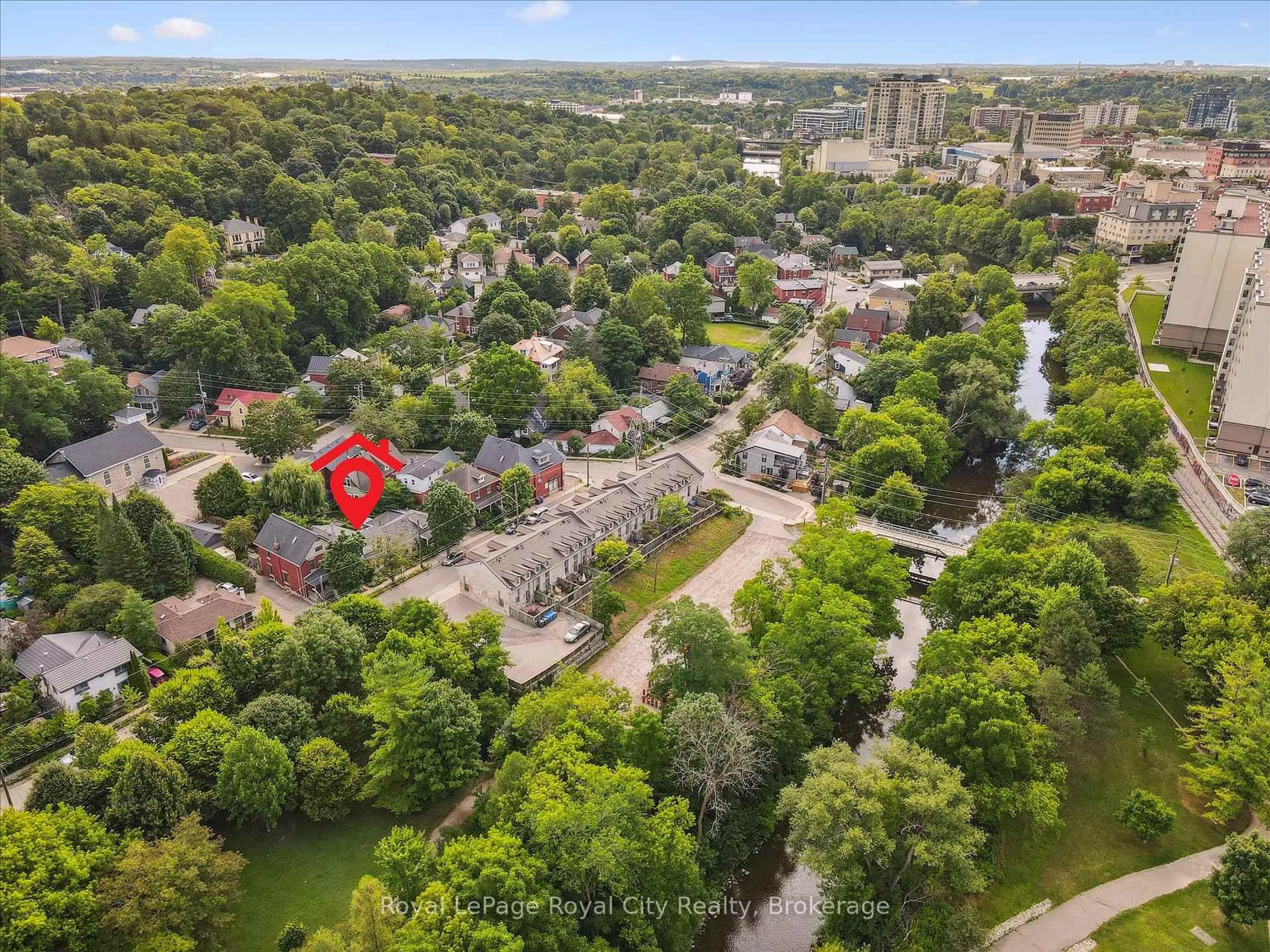 A pic from outside/outdoor area/front of a property/back of a property/a pic from drone, city buildings view from balcony for 201 Arthur St, Guelph Ontario N1E 4V7