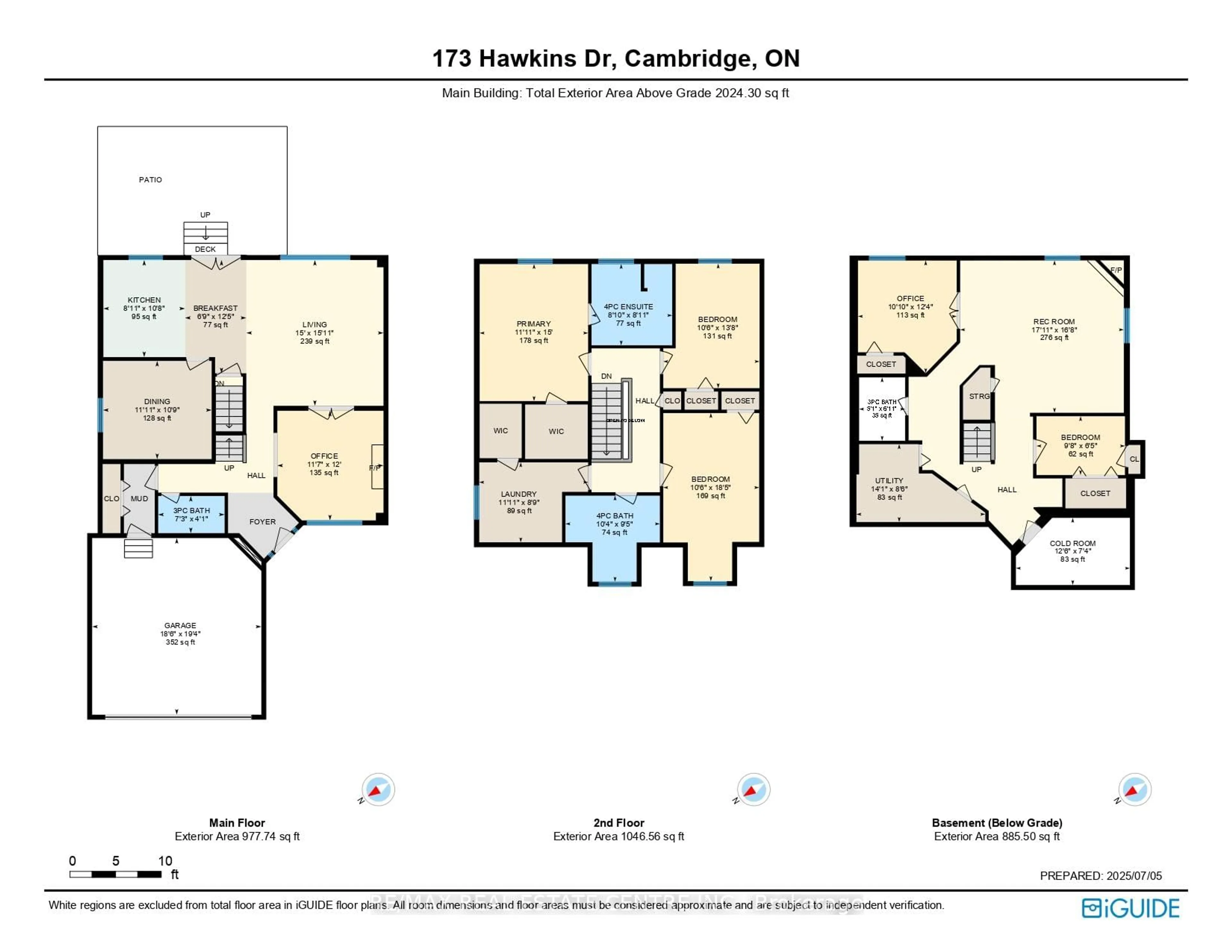 Floor plan for 173 Hawkins Dr, Cambridge Ontario N1T 2A4