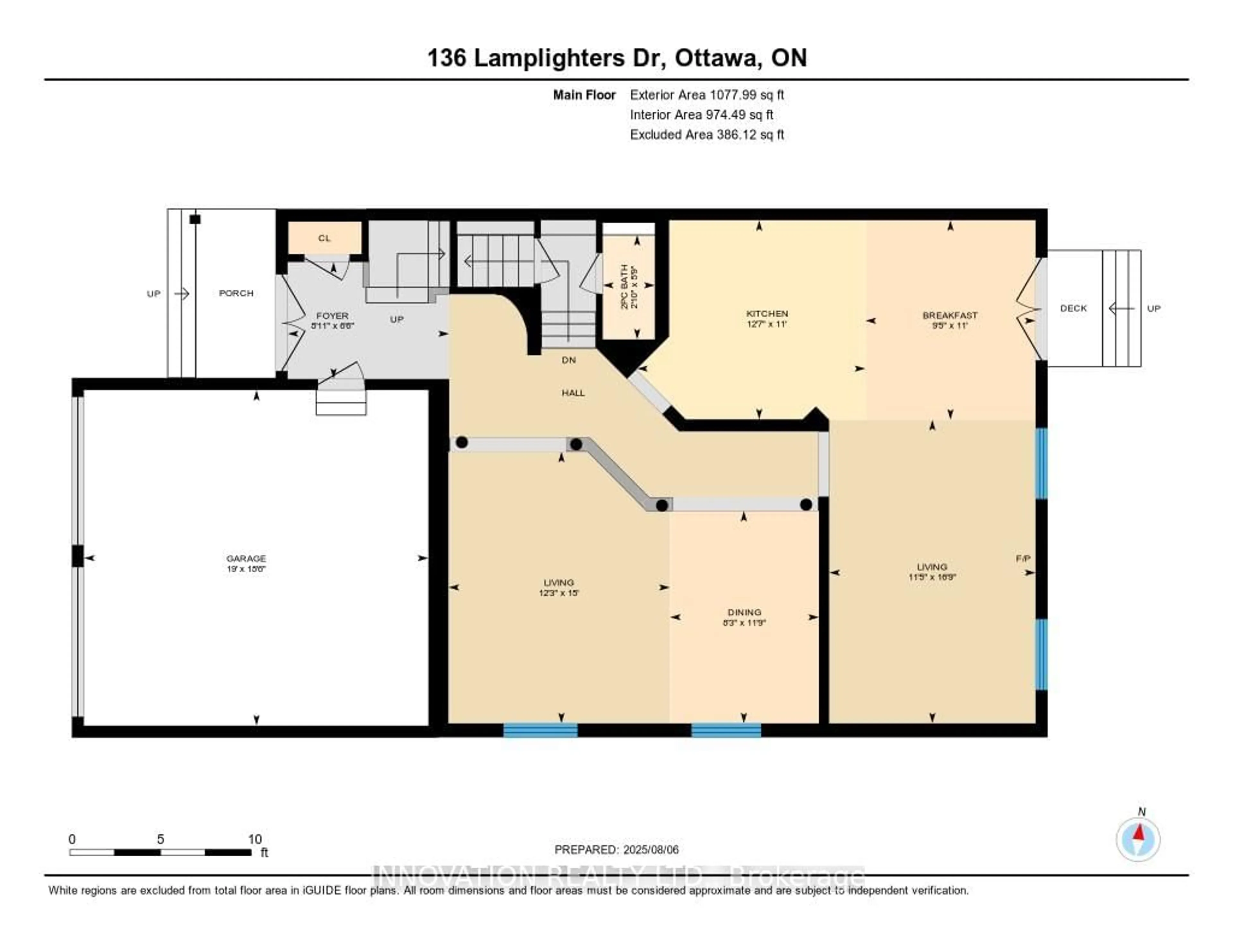 Floor plan for 136 Lamplighters Dr, Ottawa Ontario K2J 0C1