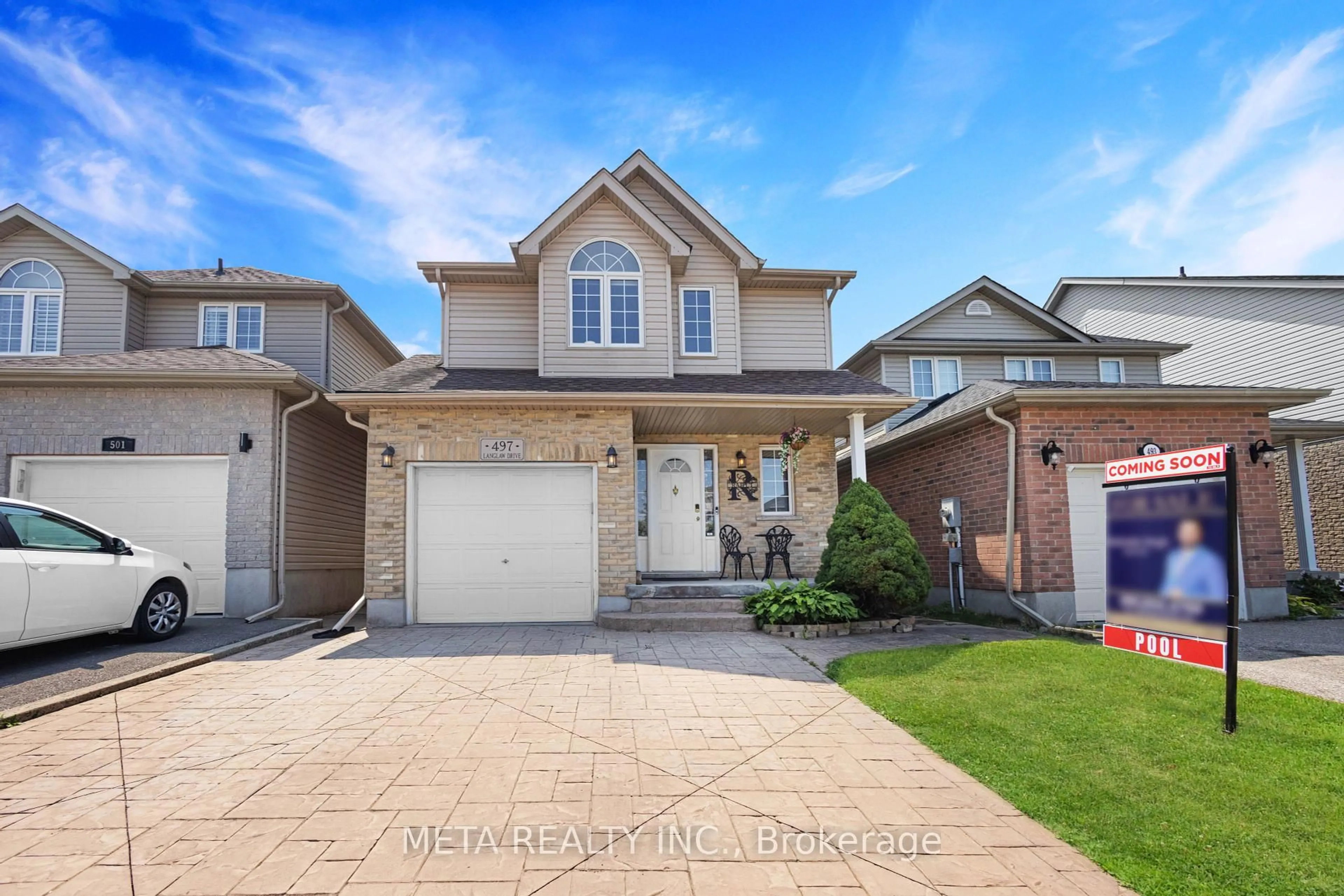 Home with brick exterior material, street for 497 Langlaw Dr, Cambridge Ontario N1P 1H8