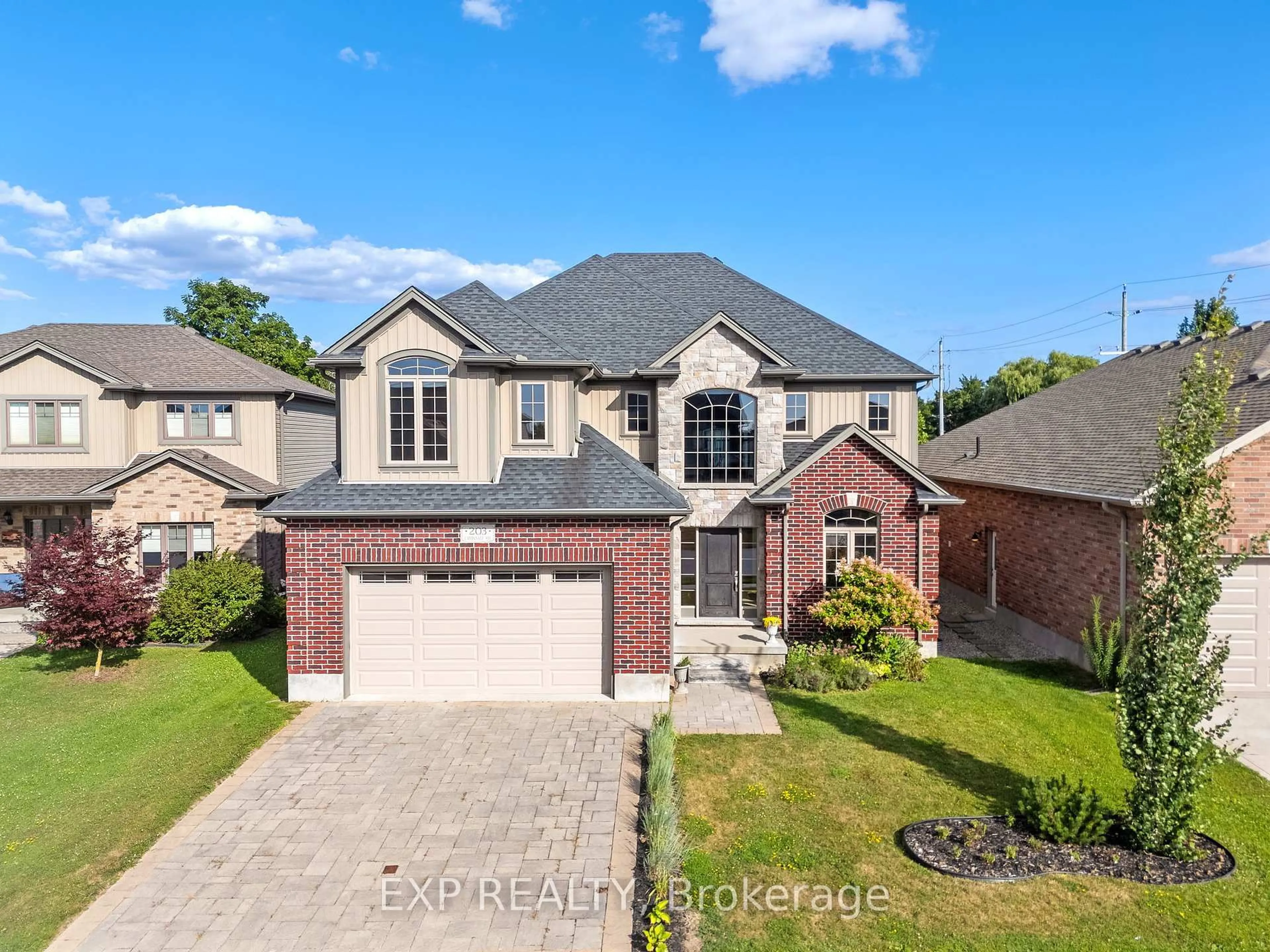 A pic from outside/outdoor area/front of a property/back of a property/a pic from drone, street for 203 Campanale Way, Lucan Biddulph Ontario N0M 2J0