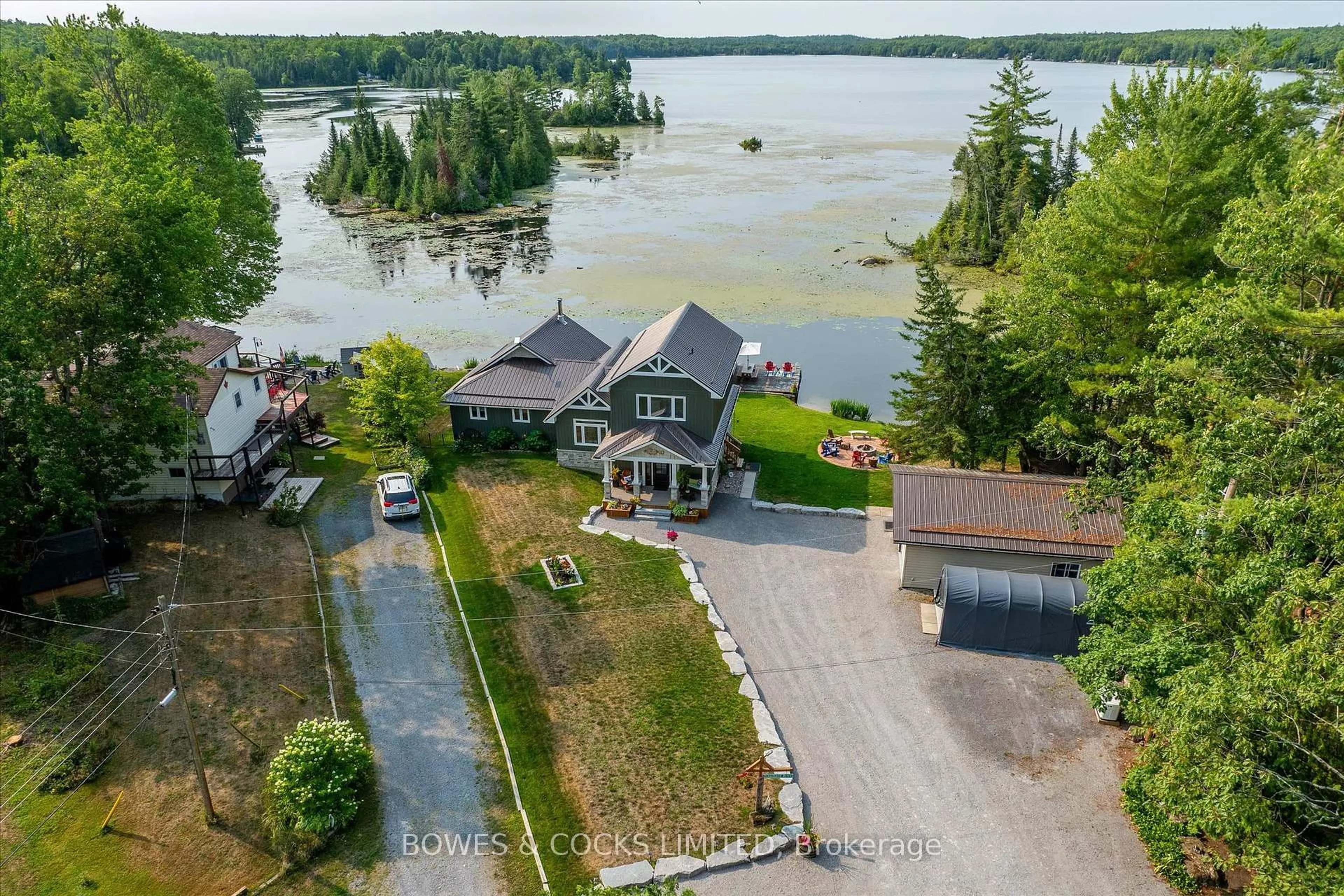 A pic from outside/outdoor area/front of a property/back of a property/a pic from drone, water/lake/river/ocean view for 2151 Little Chipmunk Rd, Douro-Dummer Ontario K0L 2H0