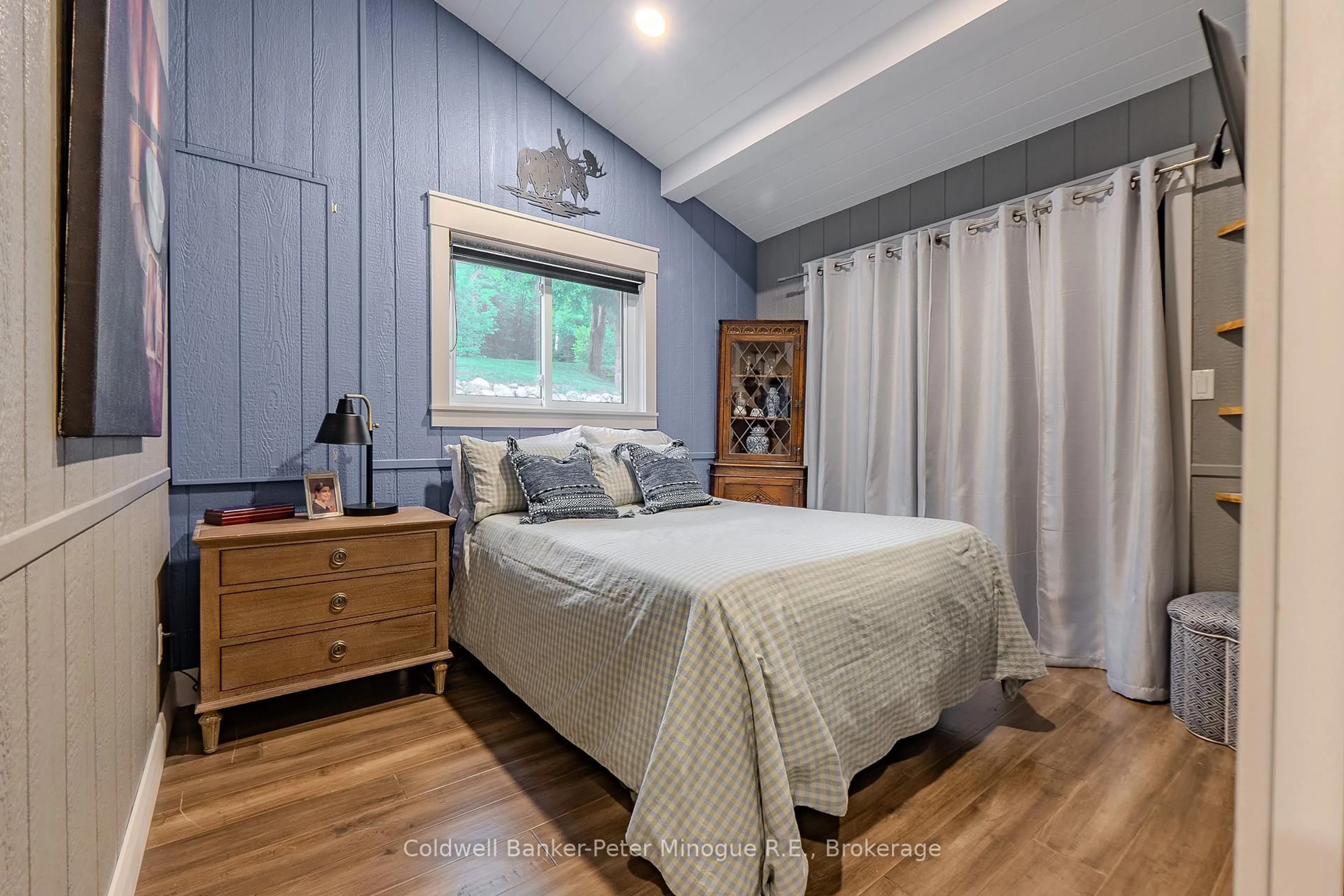 Bedroom with bed, wood/laminate floor for 170 Northshore Rd, West Nipissing Ontario P0H 1M0
