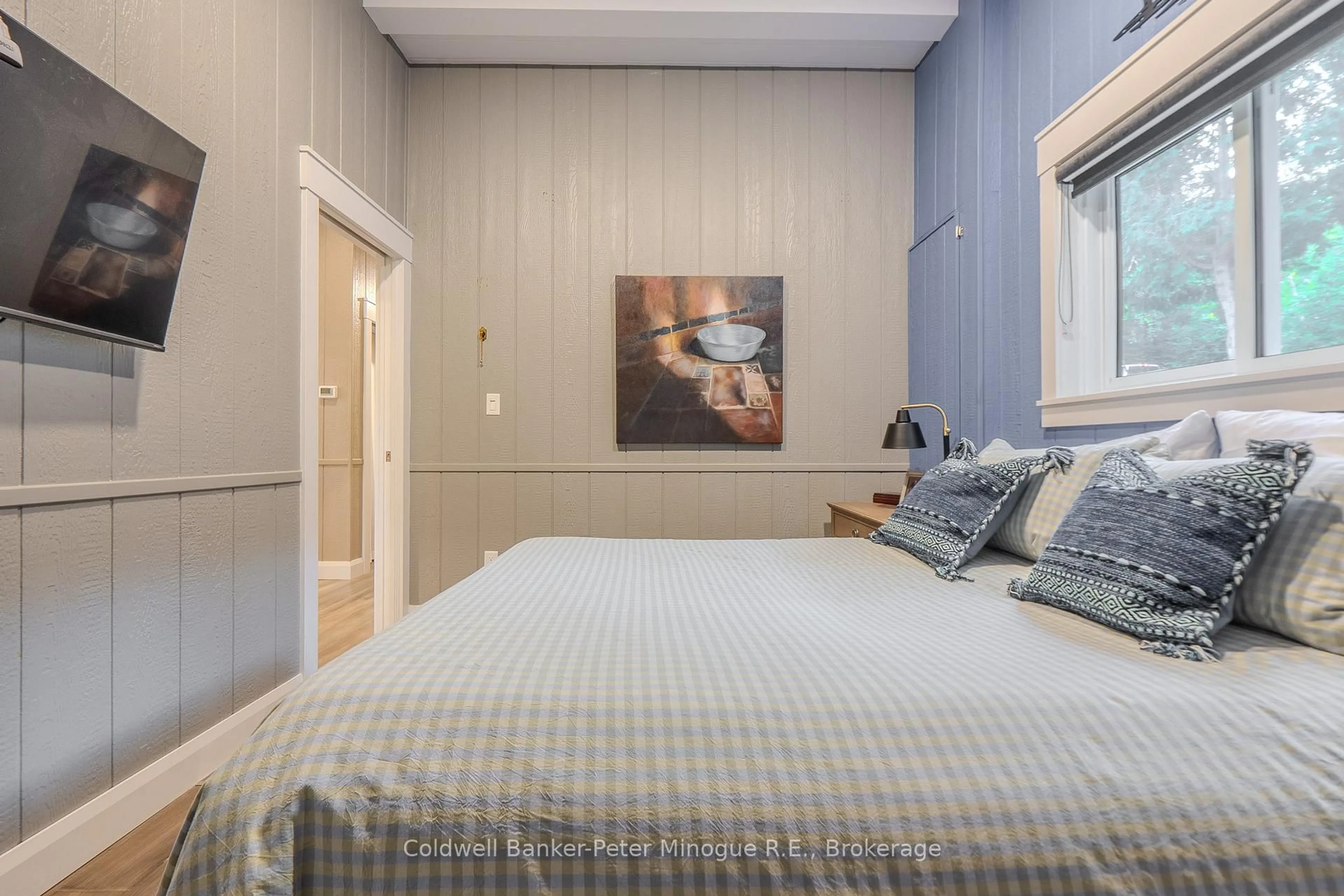 Bedroom with bed, wood/laminate floor for 170 Northshore Rd, West Nipissing Ontario P0H 1M0
