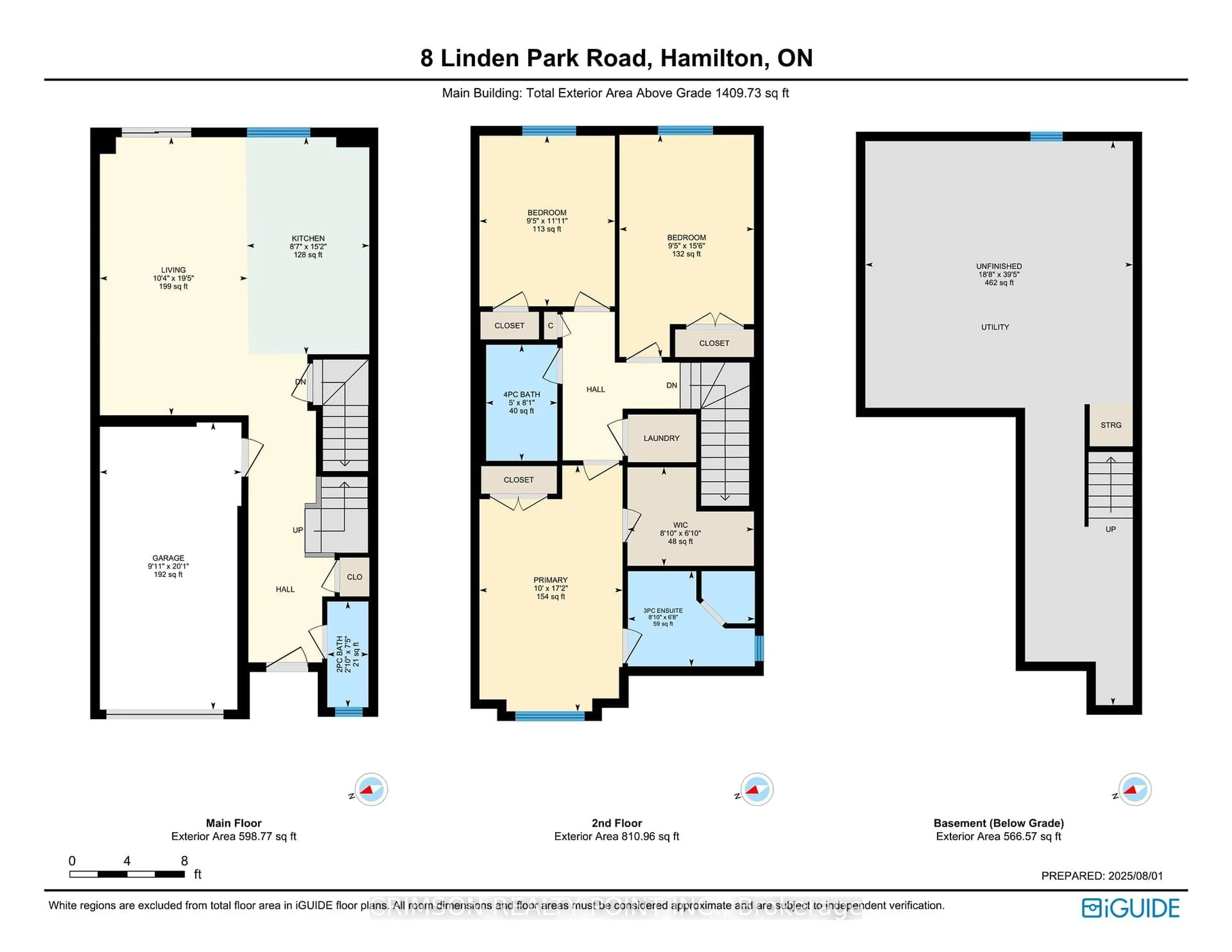 Floor plan for 8 Linden Park Lane, Hamilton Ontario L9A 1Y1