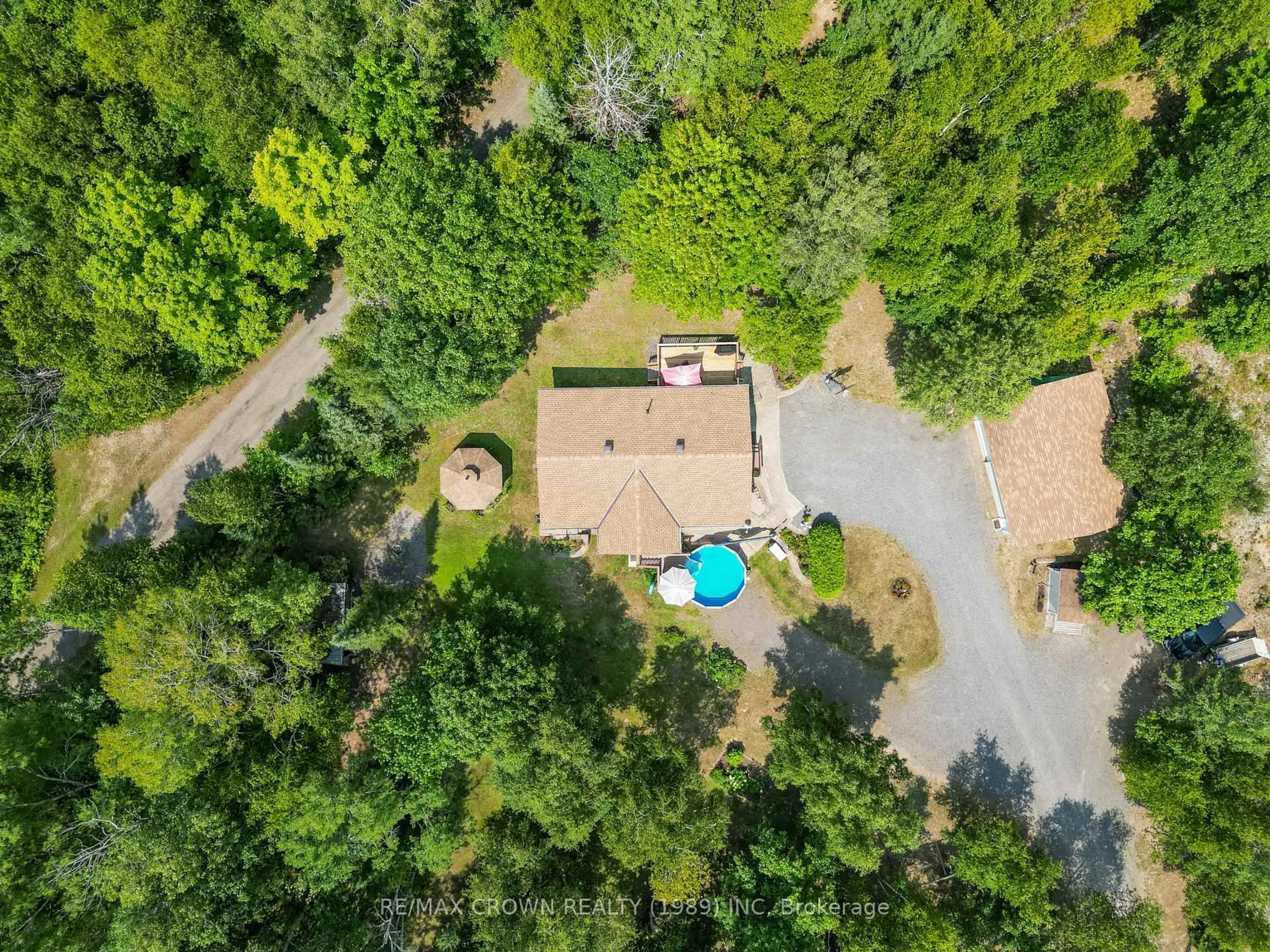 A pic from outside/outdoor area/front of a property/back of a property/a pic from drone, forest/trees view for 369 Astorville Rd, East Ferris Ontario P0H 1B0