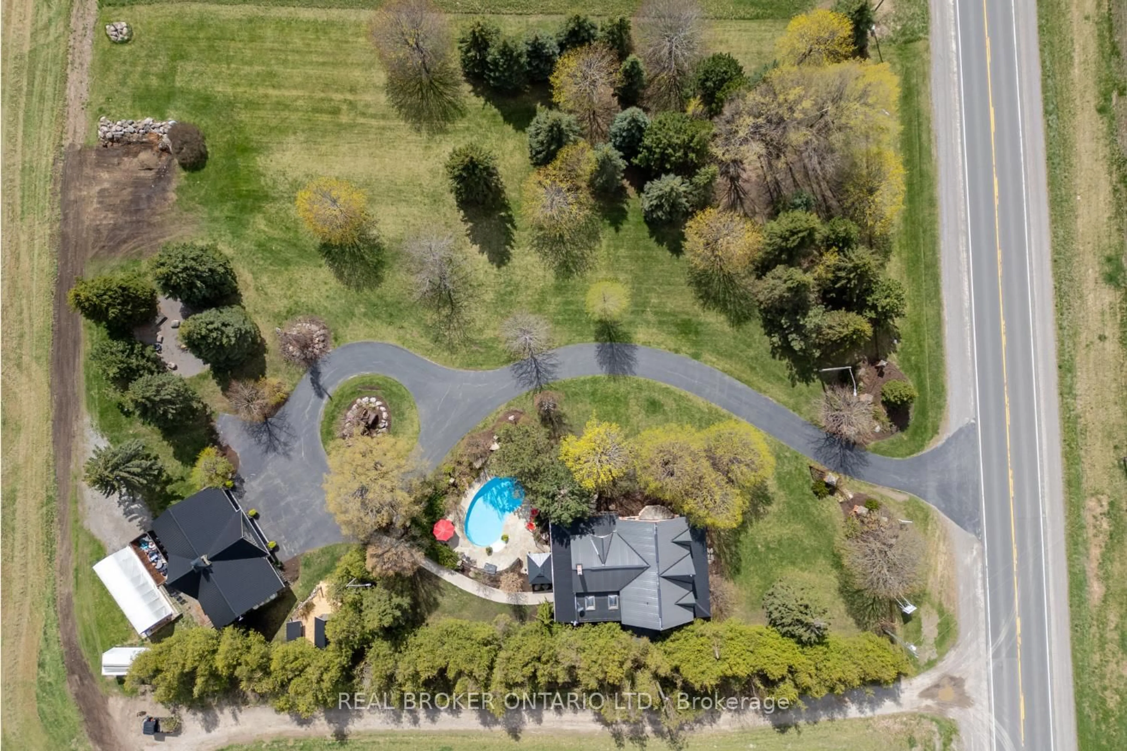 A pic from outside/outdoor area/front of a property/back of a property/a pic from drone, water/lake/river/ocean view for 832 Highway 7A, Kawartha Lakes Ontario L0A 1A0