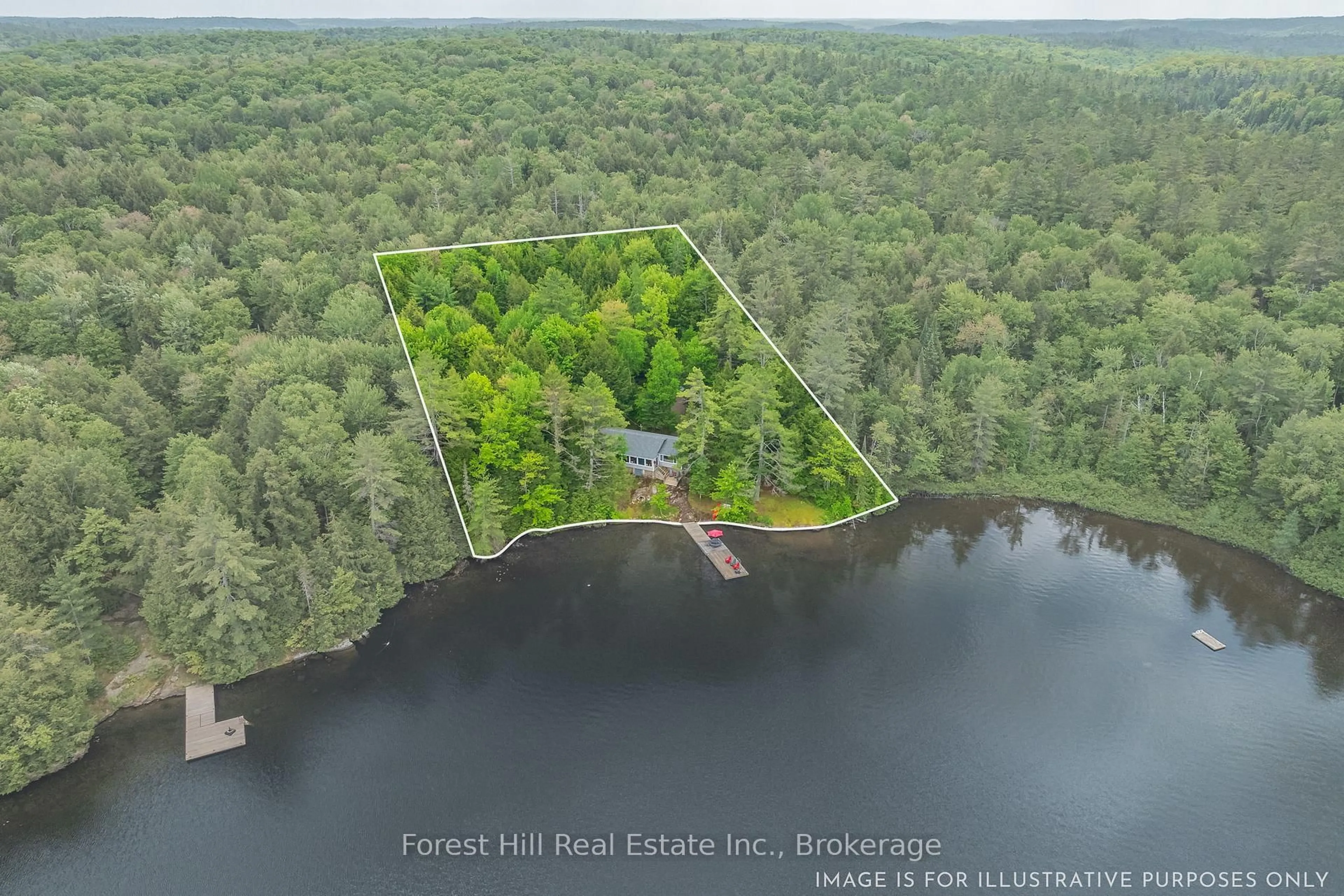 A pic from outside/outdoor area/front of a property/back of a property/a pic from drone, water/lake/river/ocean view for 1274 Shoe Lake Rd, Lake of Bays Ontario P0A 1E0