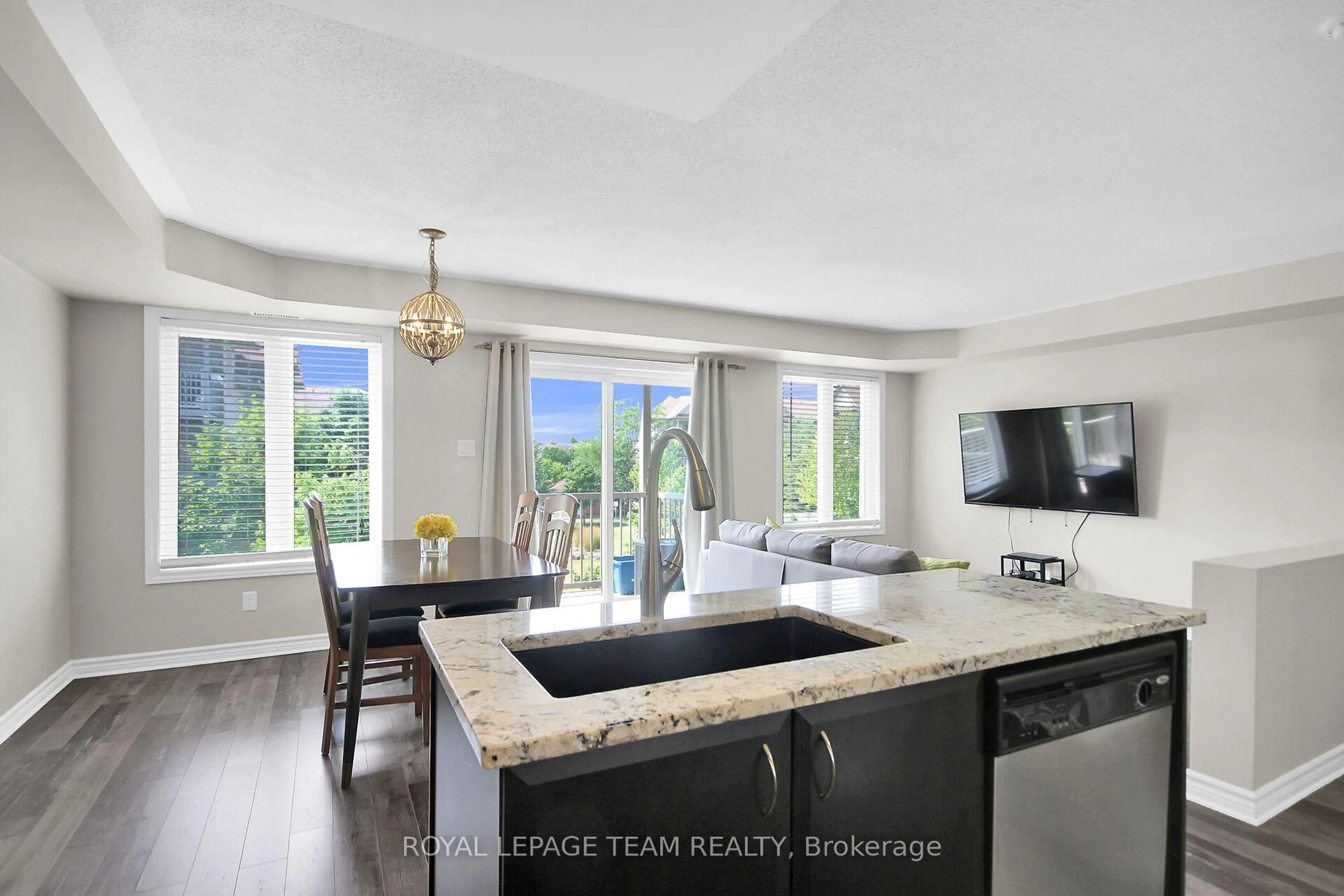 Open concept kitchen, ceramic/tile floor for 46 Barnstone Dr #5, Ottawa Ontario K2G 4R6