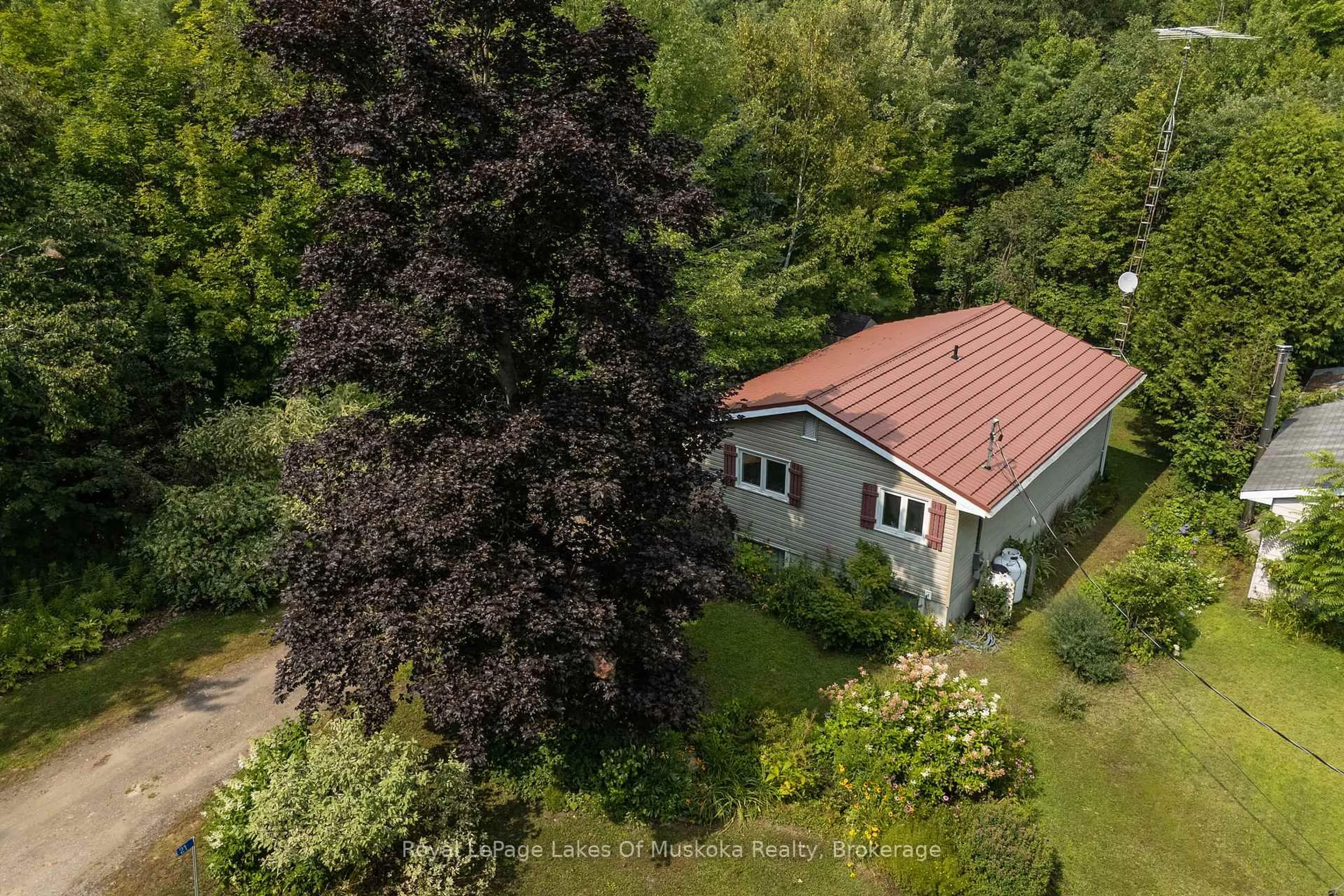 A pic from outside/outdoor area/front of a property/back of a property/a pic from drone, unknown for 21 Harris St, Muskoka Lakes Ontario P0B 1J0