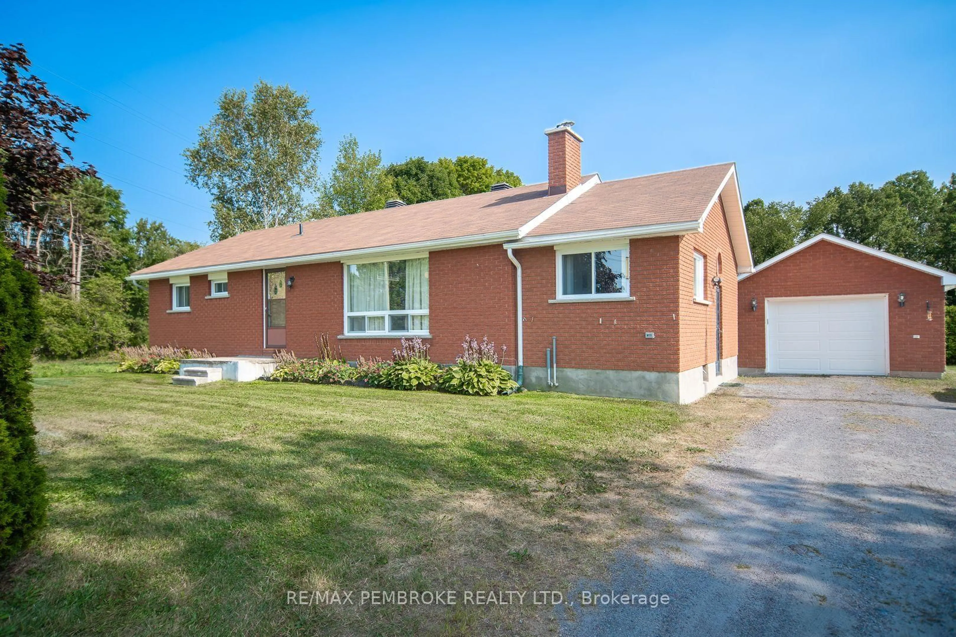 Home with brick exterior material, street for 187 Sandy Beach Rd, Pembroke Ontario K8A 6W8