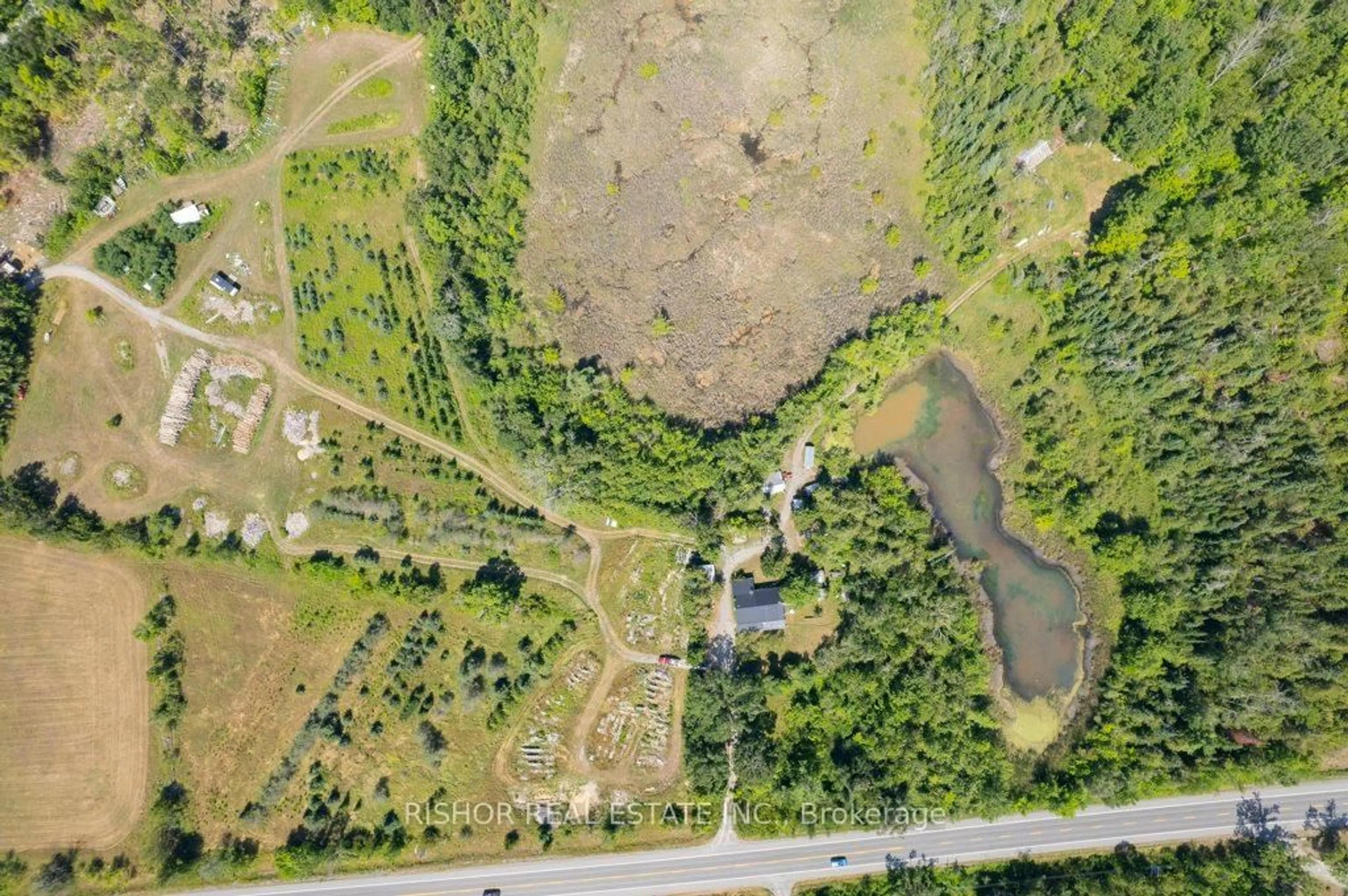 A pic from outside/outdoor area/front of a property/back of a property/a pic from drone, forest/trees view for 4478 28 Highway, Selwyn Ontario K0L 2H0