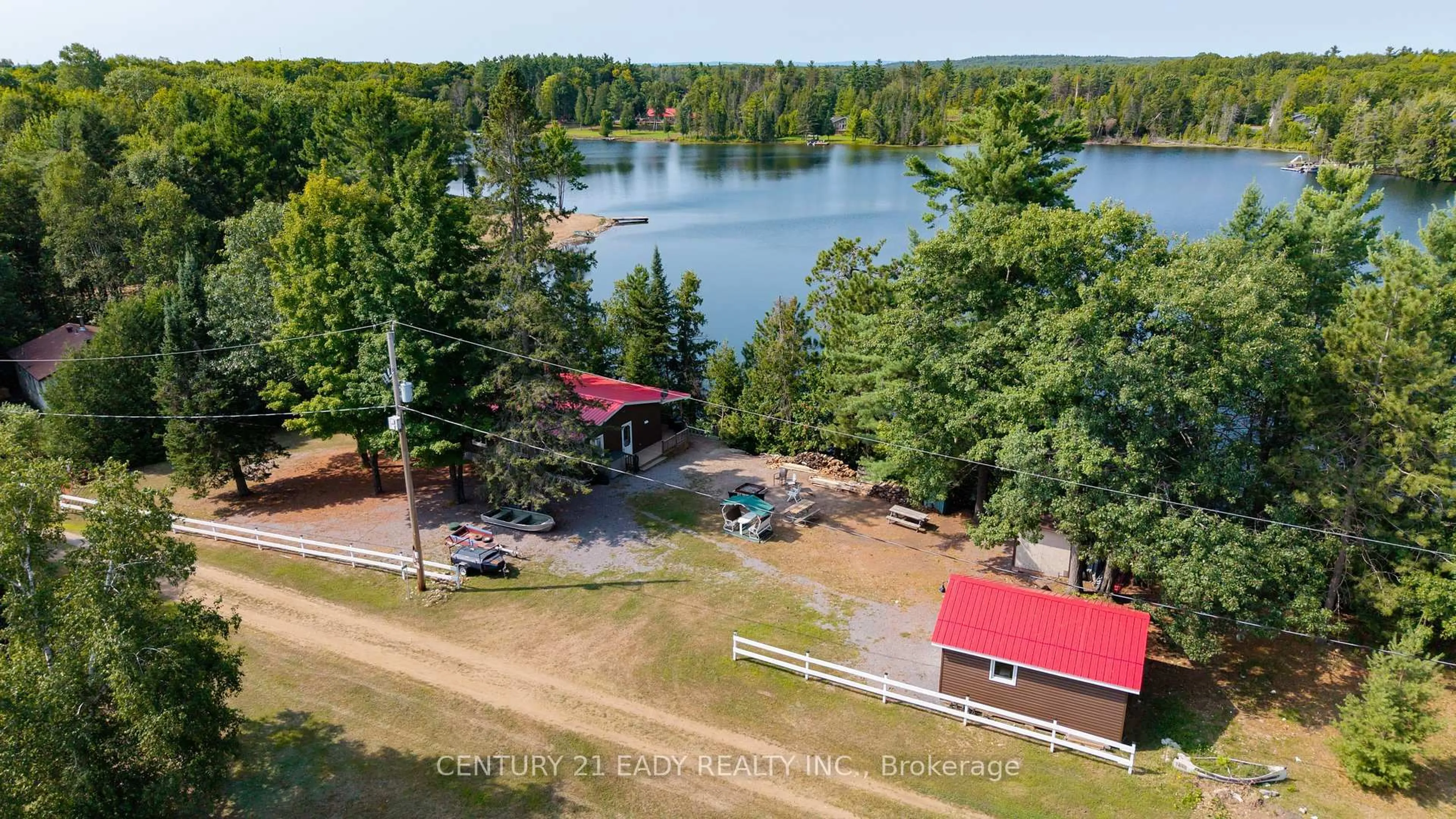 A pic from outside/outdoor area/front of a property/back of a property/a pic from drone, water/lake/river/ocean view for 2243 Chapeski Lane, Renfrew Ontario K7V 3Z8