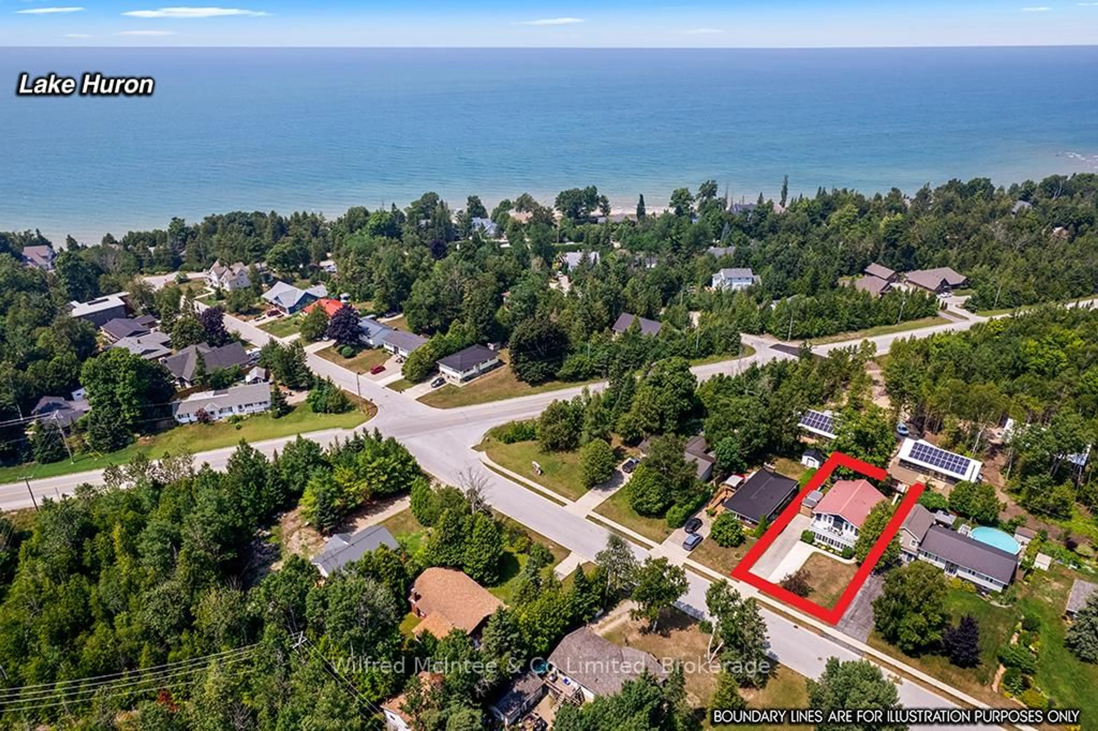 A pic from outside/outdoor area/front of a property/back of a property/a pic from drone, water/lake/river/ocean view for 20 Ottawa Ave, Saugeen Shores Ontario N0H 2L0