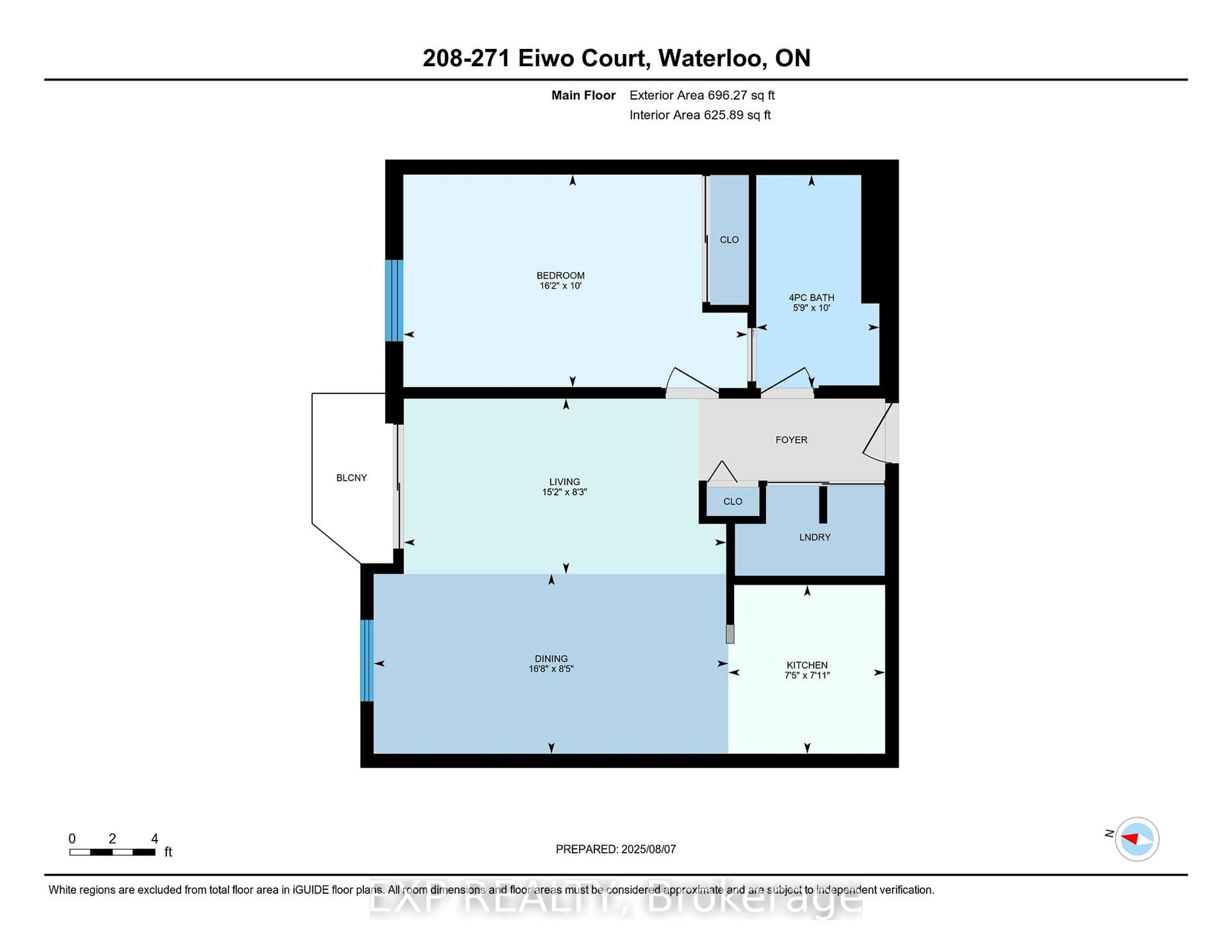 Floor plan for 271 Eiwo Crt #208, Waterloo Ontario N2K 2M8