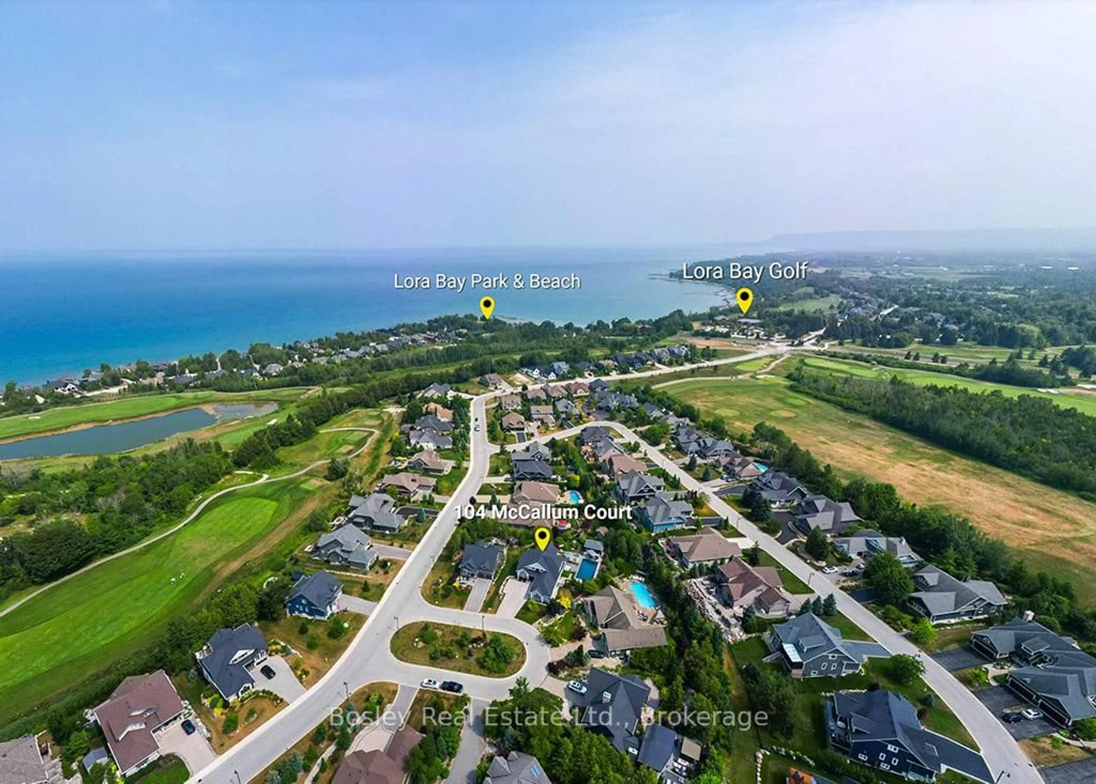 A pic from outside/outdoor area/front of a property/back of a property/a pic from drone, water/lake/river/ocean view for 104 Mccallum Crt, Blue Mountains Ontario N0H 2P0