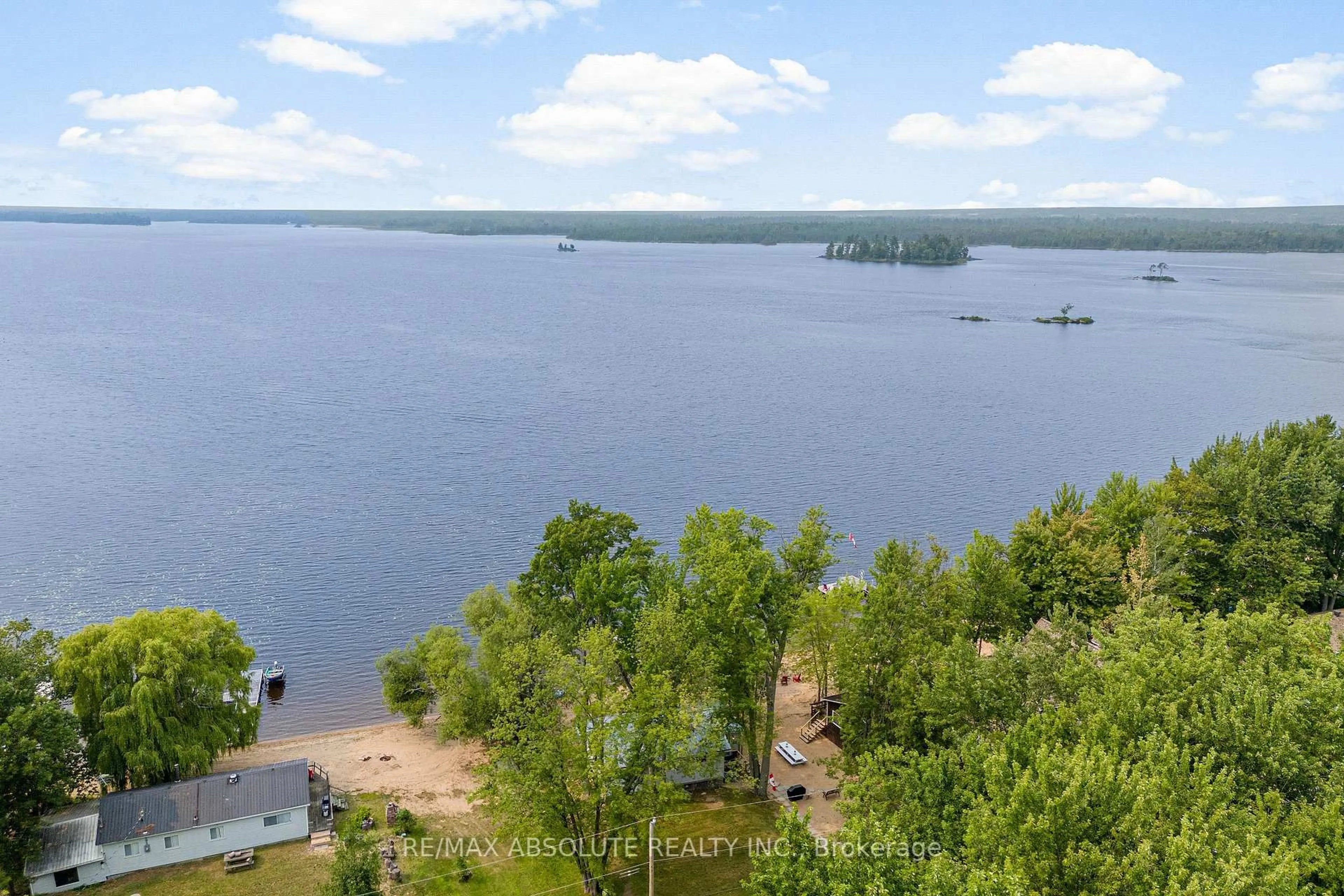 A pic from outside/outdoor area/front of a property/back of a property/a pic from drone, water/lake/river/ocean view for 391 Leavoy Lane, Renfrew Ontario K7V 3Z8