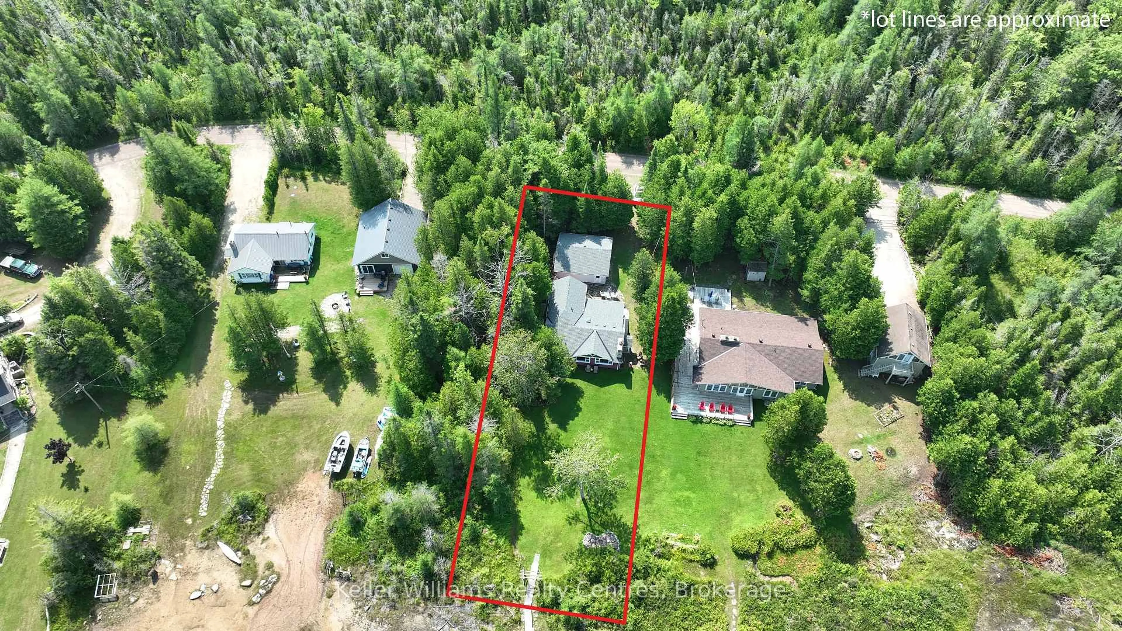 A pic from outside/outdoor area/front of a property/back of a property/a pic from drone, forest/trees view for 44 Cedar Dr, South Bruce Peninsula Ontario N0H 2R0