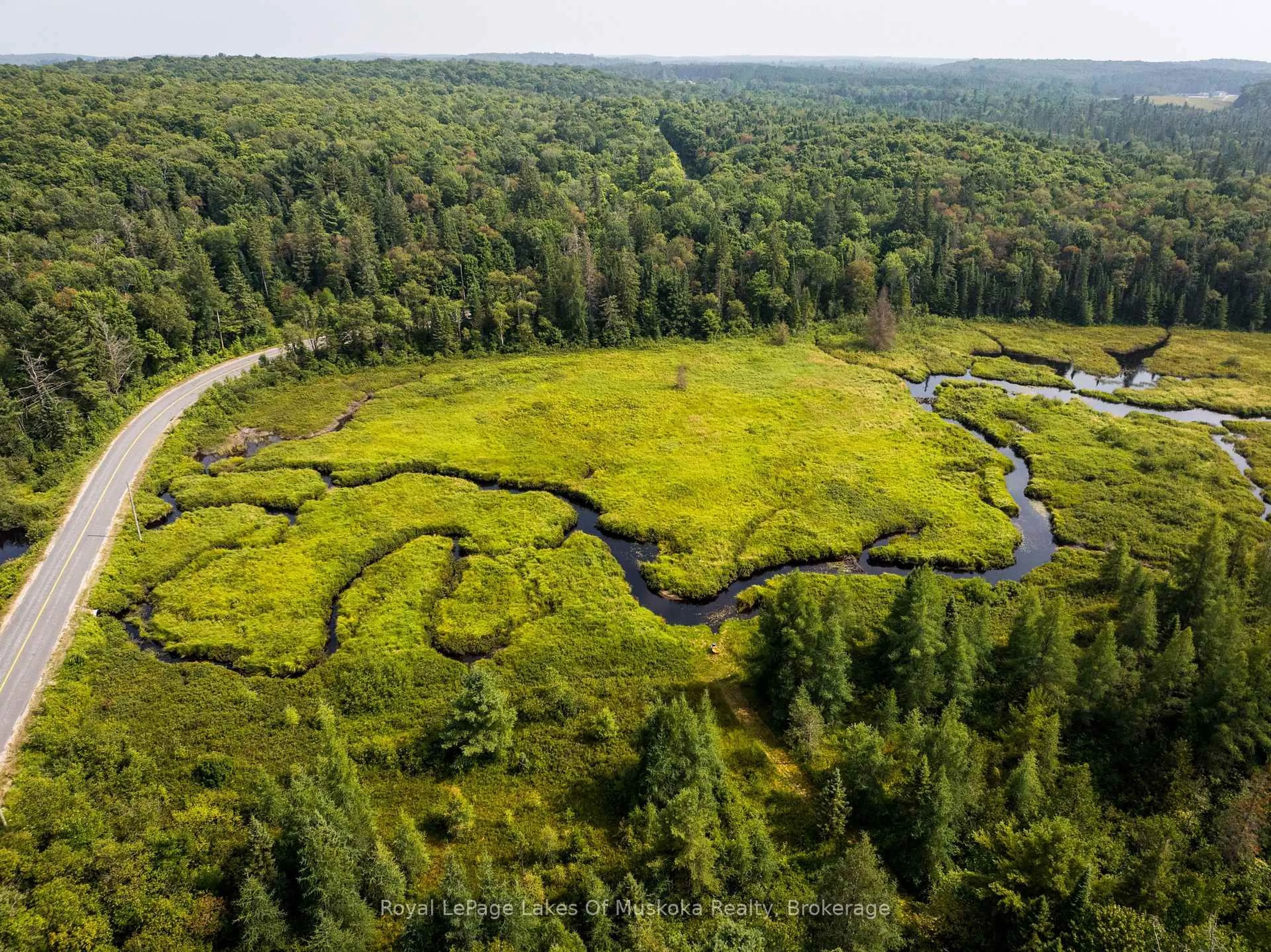 A pic from outside/outdoor area/front of a property/back of a property/a pic from drone, forest/trees view for 1590 Yearley Rd, Huntsville Ontario P0B 1M0