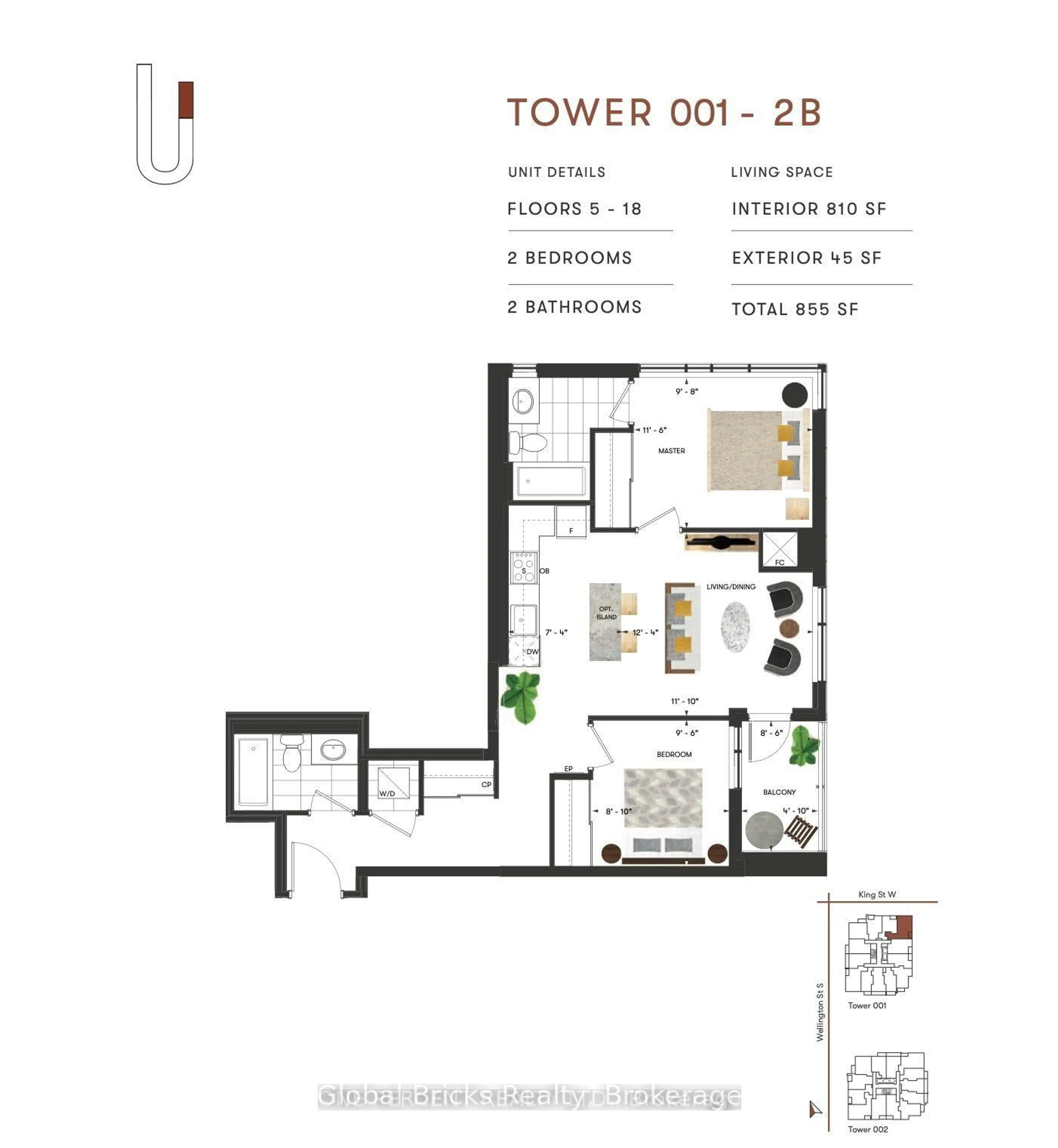 Floor plan for 5 Wellington St #612, Kitchener Ontario N2G 0E3