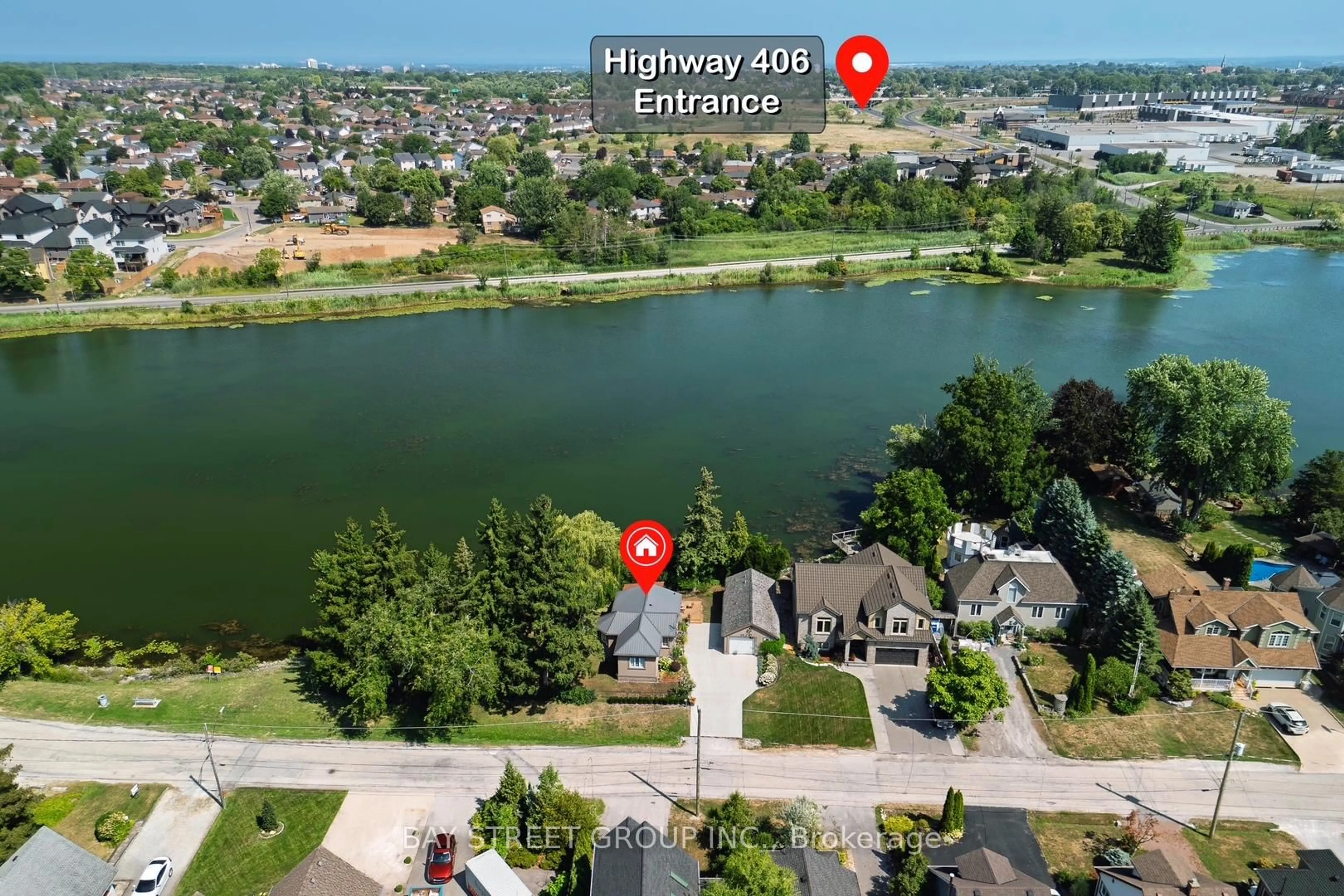 A pic from outside/outdoor area/front of a property/back of a property/a pic from drone, water/lake/river/ocean view for 14 Marlatts Rd, Thorold Ontario L2V 1N1