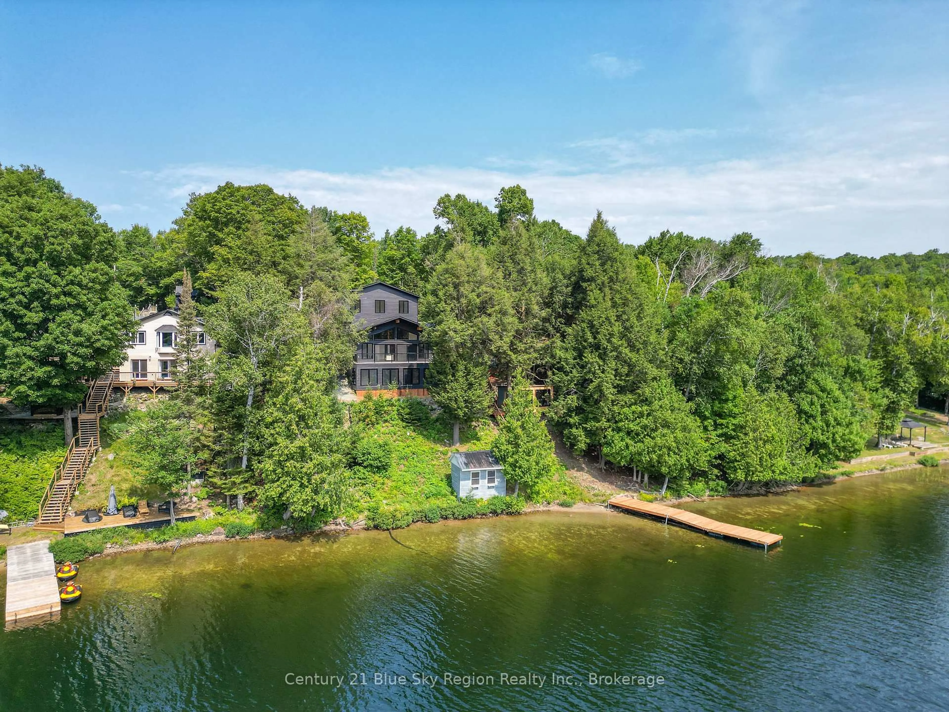 A pic from outside/outdoor area/front of a property/back of a property/a pic from drone, water/lake/river/ocean view for 1951 E Peninsula Rd, North Bay Ontario P1B 8G4