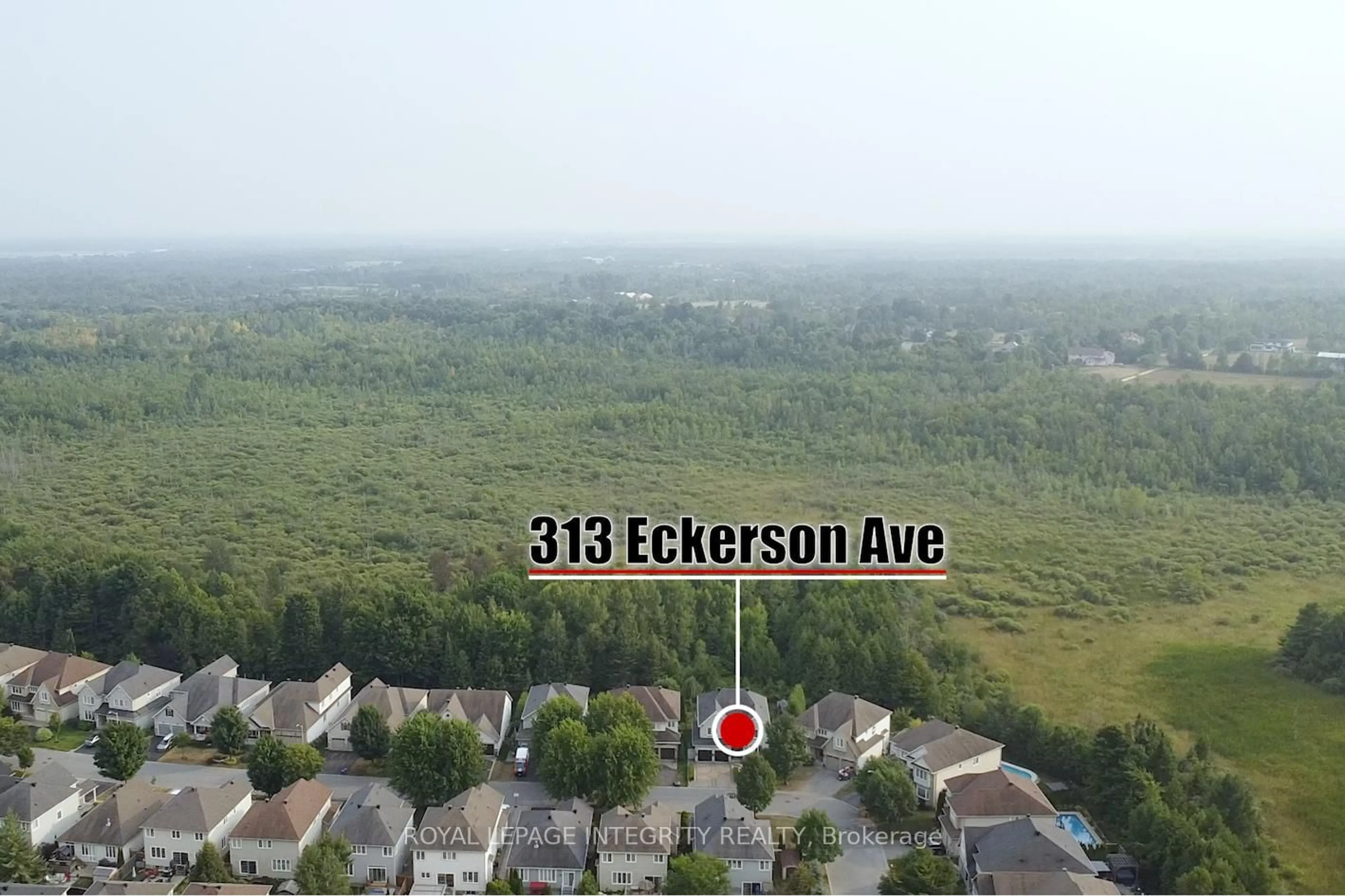 A pic from outside/outdoor area/front of a property/back of a property/a pic from drone, unknown for 313 Eckerson Ave, Ottawa Ontario K2S 0K8
