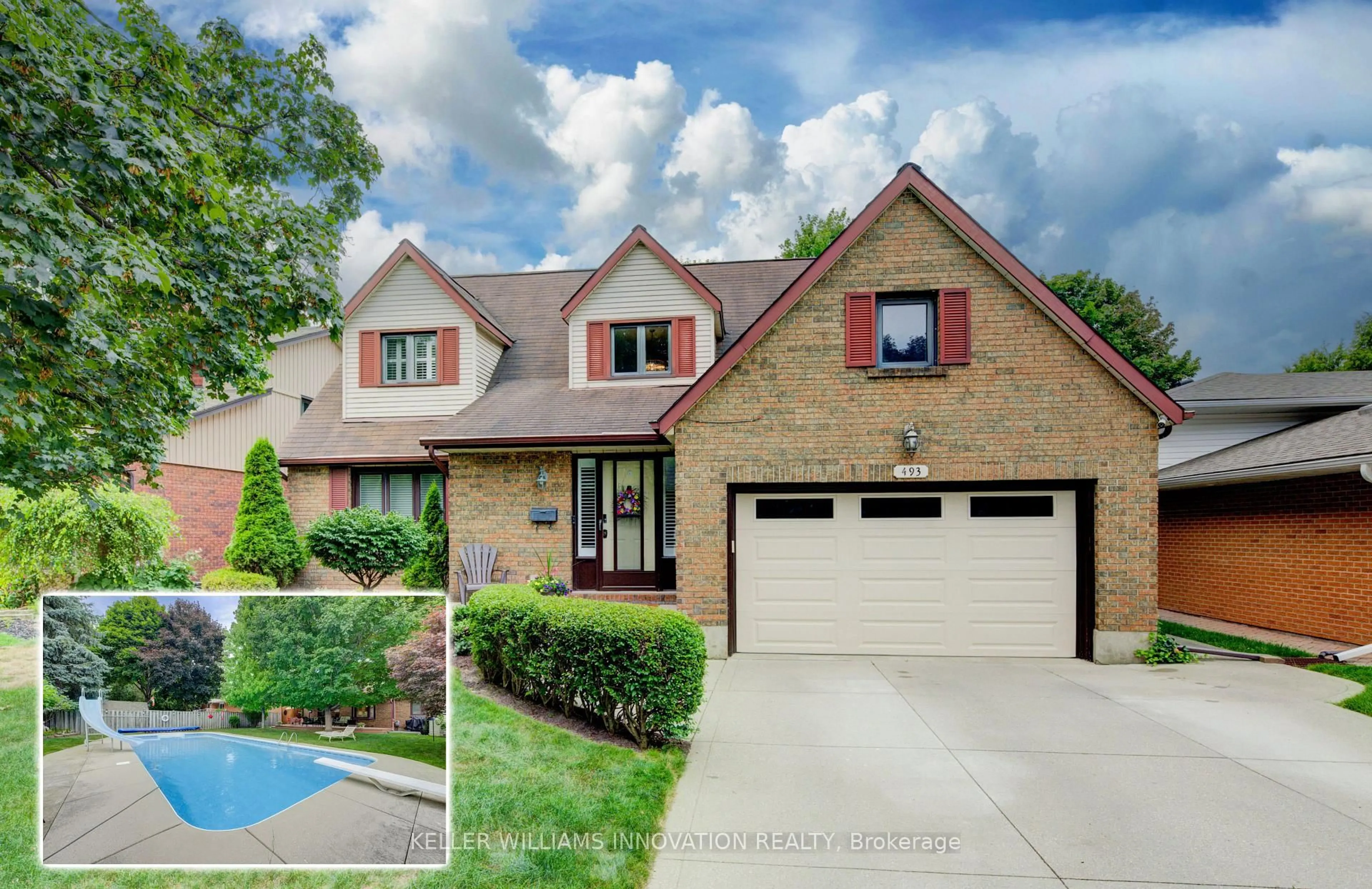 Home with brick exterior material, street for 493 Anndale Rd, Waterloo Ontario N2K 2R6