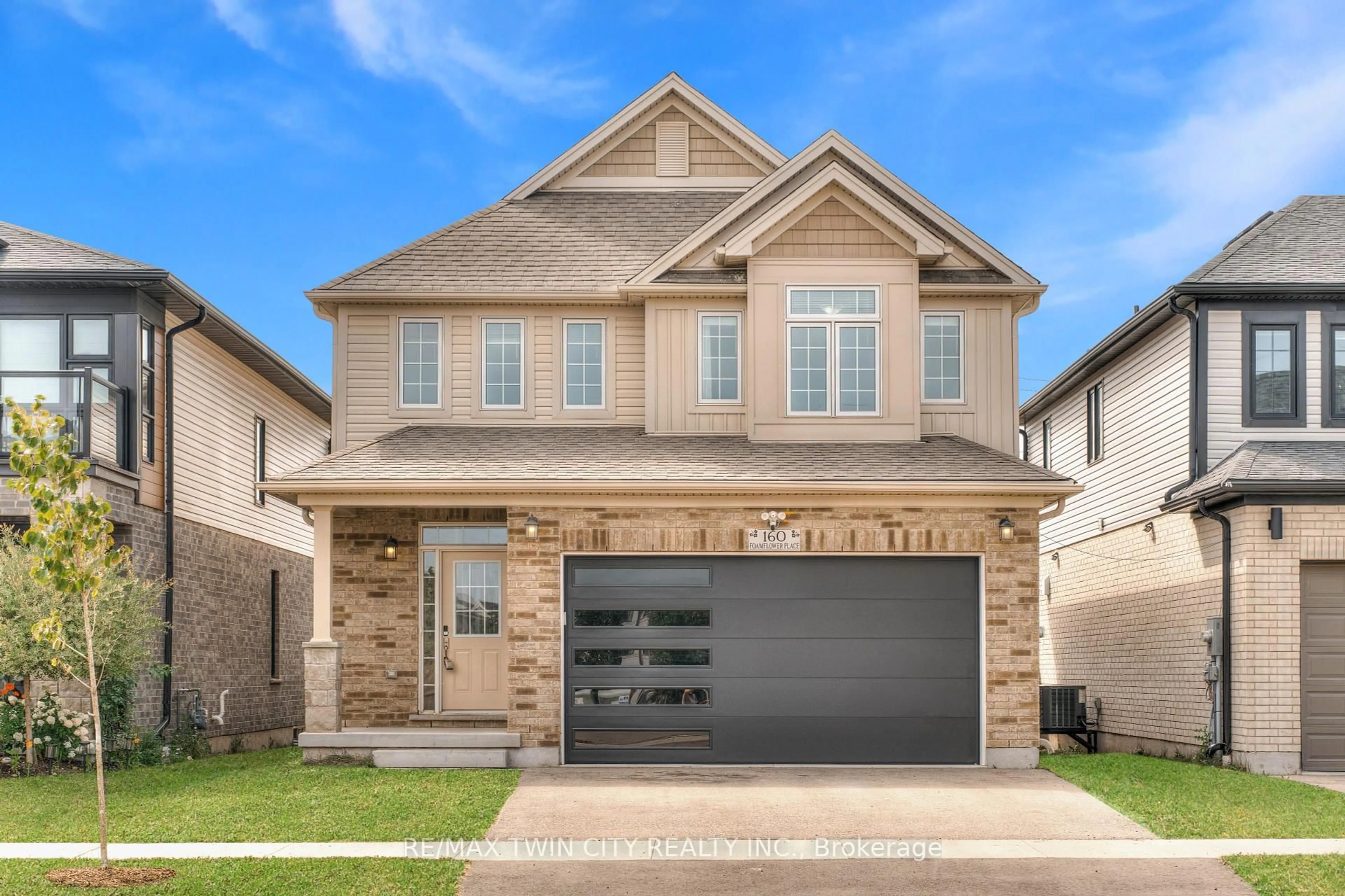 Home with brick exterior material, street for 160 Foamflower Pl, Waterloo Ontario N2V 0G9