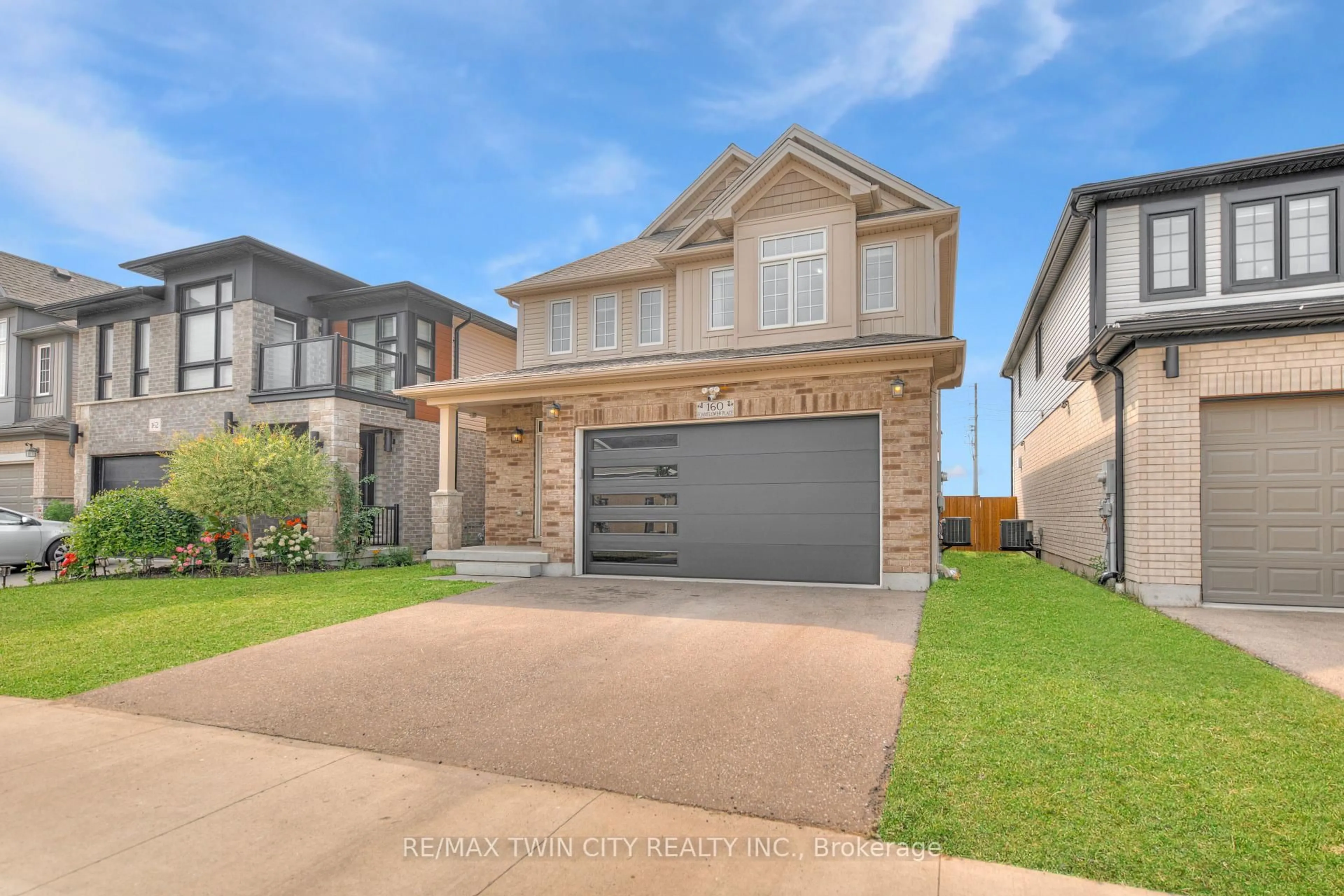 Home with brick exterior material, street for 160 Foamflower Pl, Waterloo Ontario N2V 0G9
