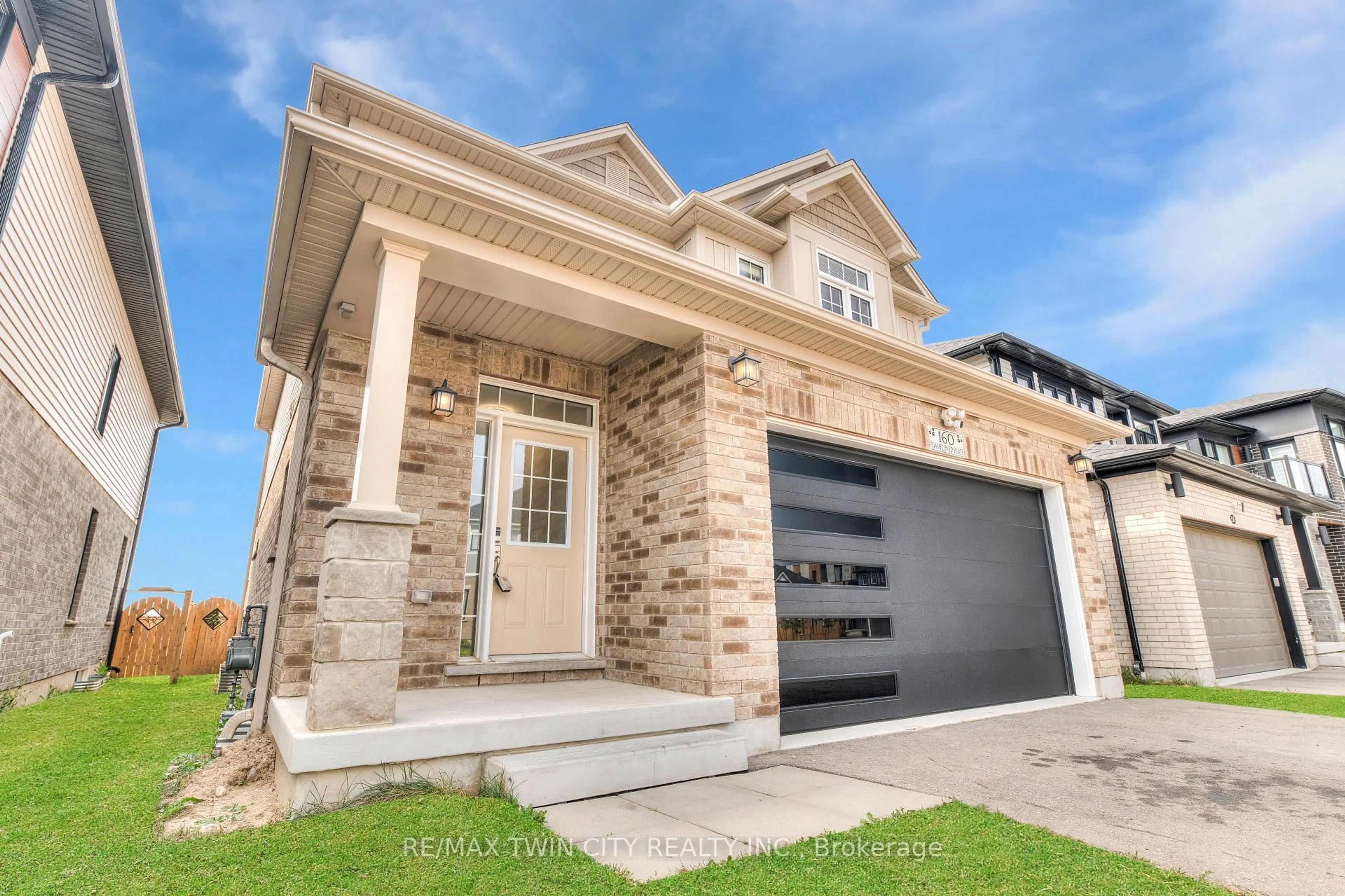 Home with brick exterior material, street for 160 Foamflower Pl, Waterloo Ontario N2V 0G9