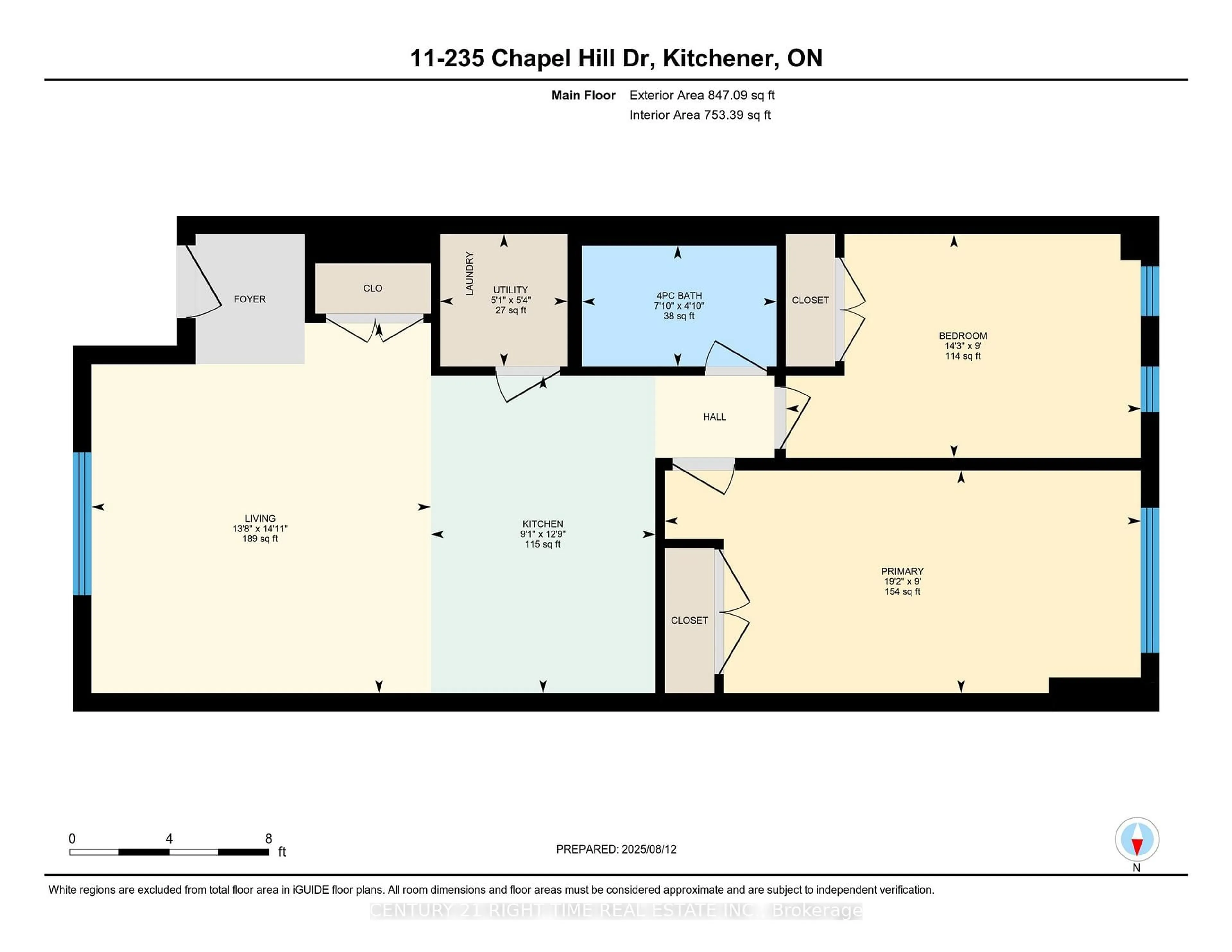 Floor plan for 235 Chapel Hill Dr #11, Kitchener Ontario N2R 1N3