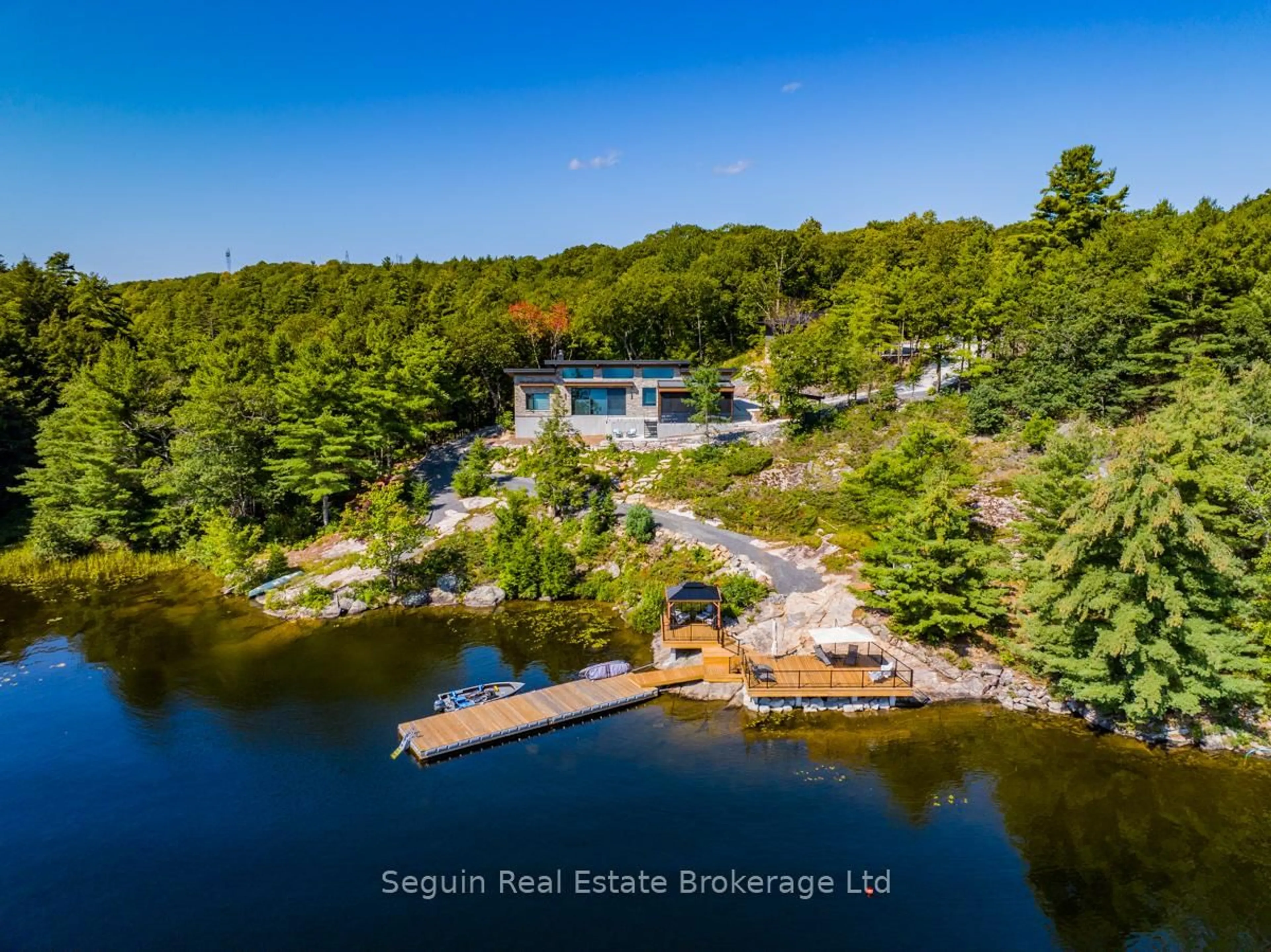 A pic from outside/outdoor area/front of a property/back of a property/a pic from drone, water/lake/river/ocean view for 119 Tolpts Rd, The Archipelago Ontario P2A 0B7