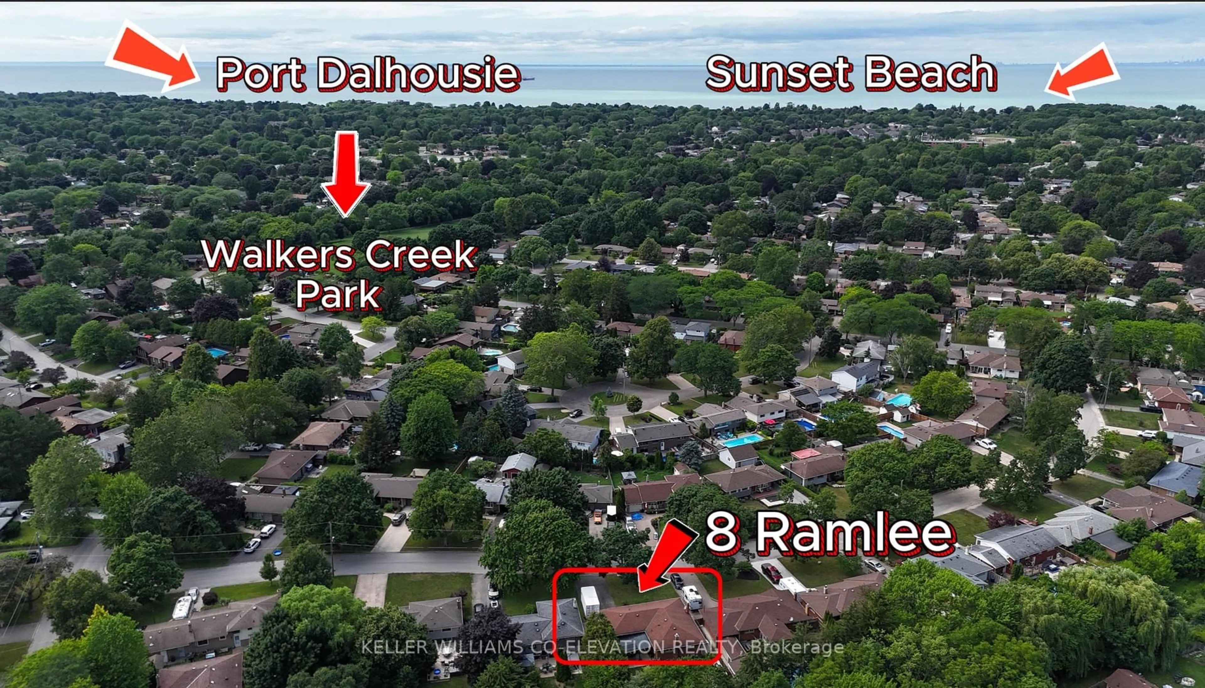 A pic from outside/outdoor area/front of a property/back of a property/a pic from drone, unknown for 8 Ramlee Rd, St. Catharines Ontario L2M 2K5