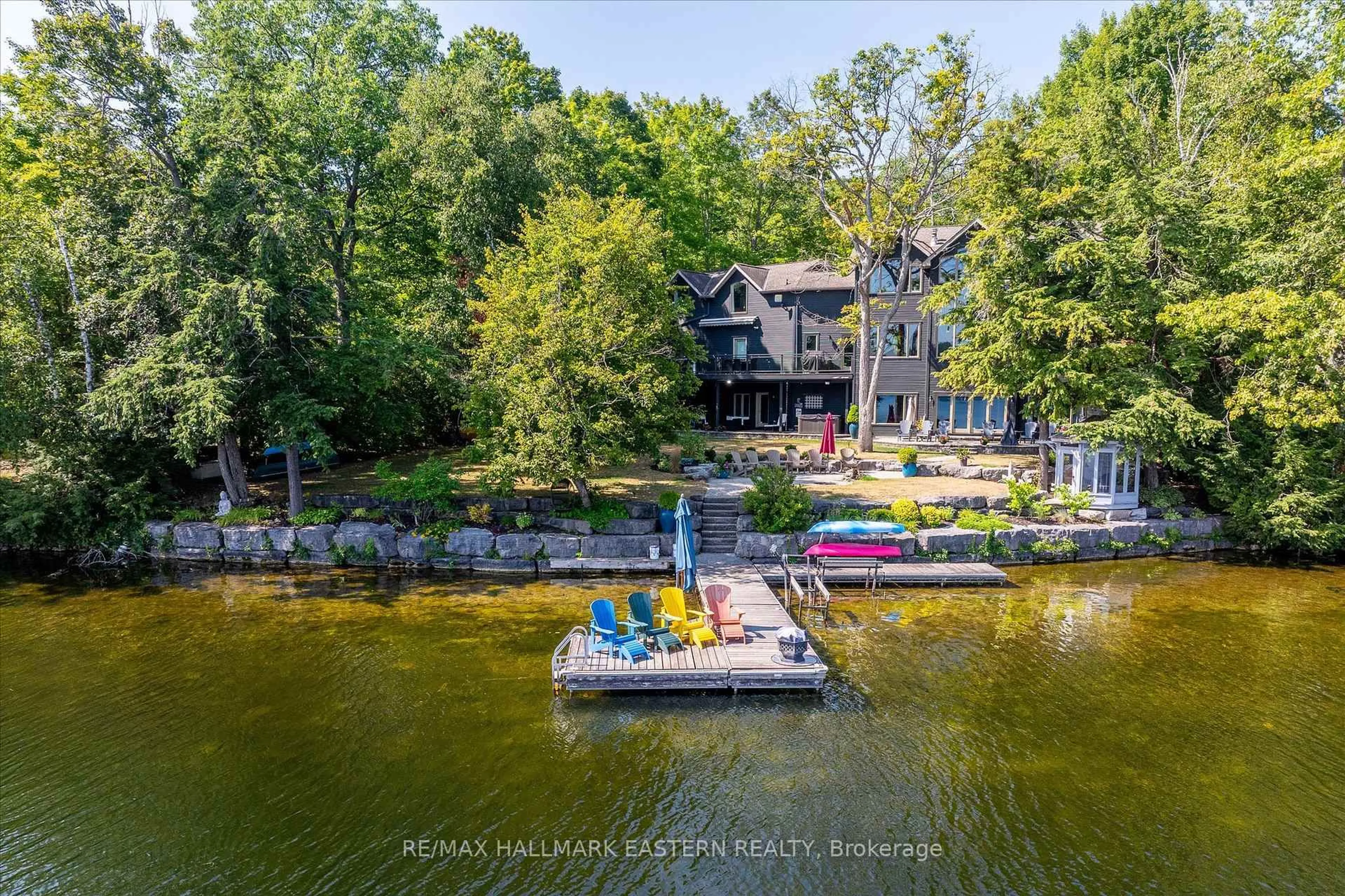 A pic from outside/outdoor area/front of a property/back of a property/a pic from drone, water/lake/river/ocean view for 1855 White Lake Rd, Douro-Dummer Ontario K0L 2H0