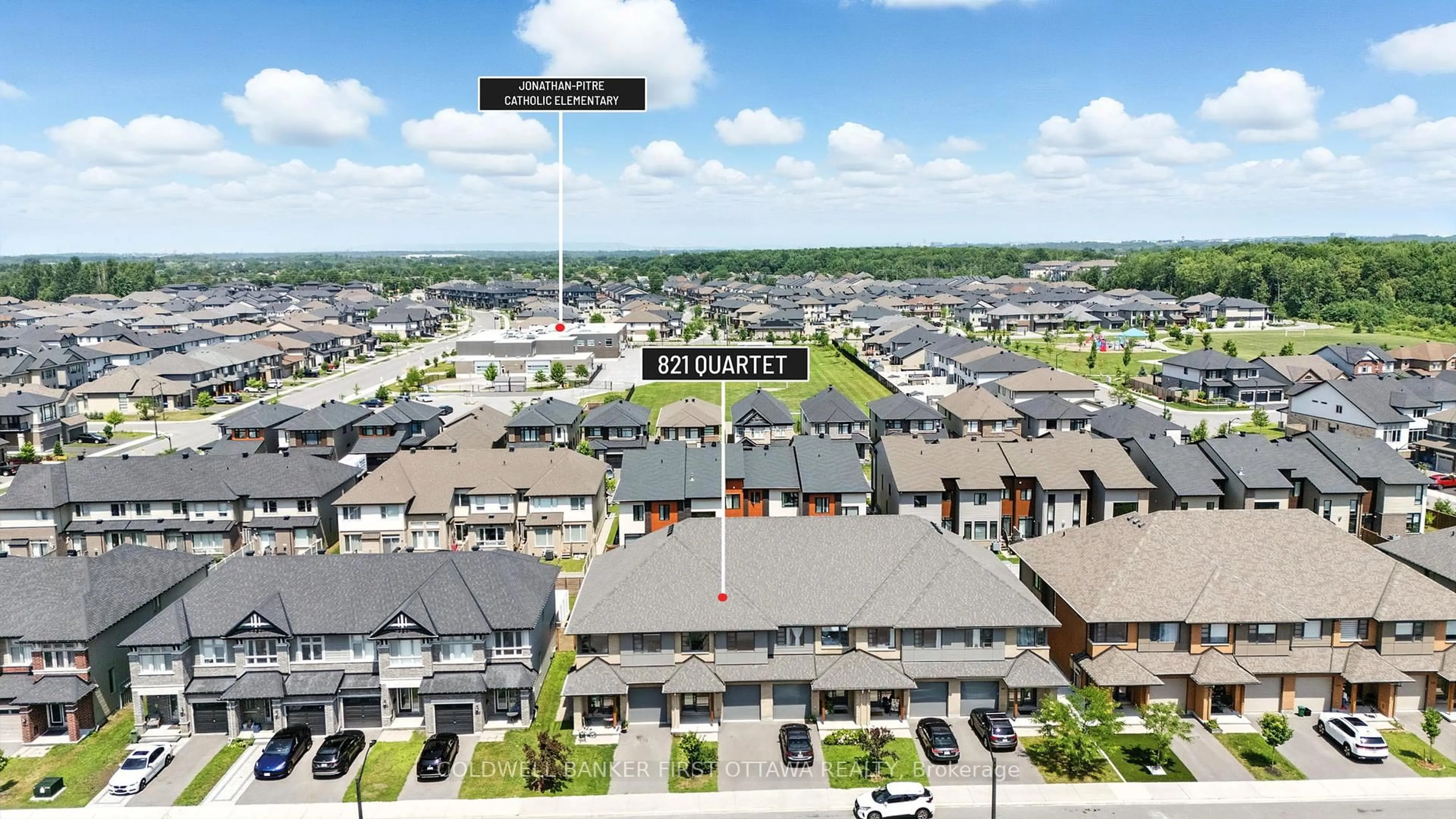 A pic from outside/outdoor area/front of a property/back of a property/a pic from drone, street for 821 Quartet Ave, Ottawa Ontario K1X 0C4