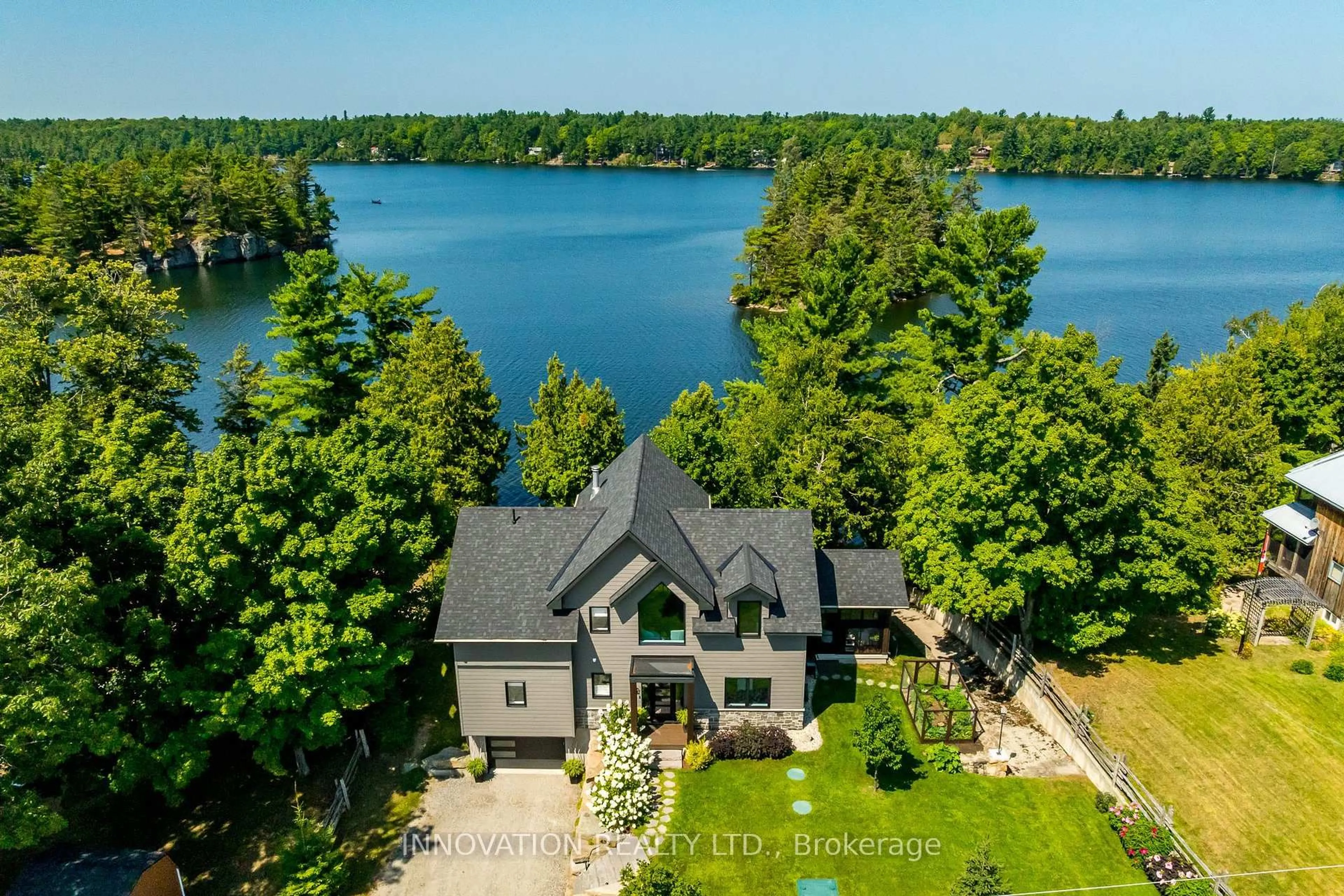 A pic from outside/outdoor area/front of a property/back of a property/a pic from drone, water/lake/river/ocean view for 433 Colin Farmer Rd, Perth Ontario K7H 3C7