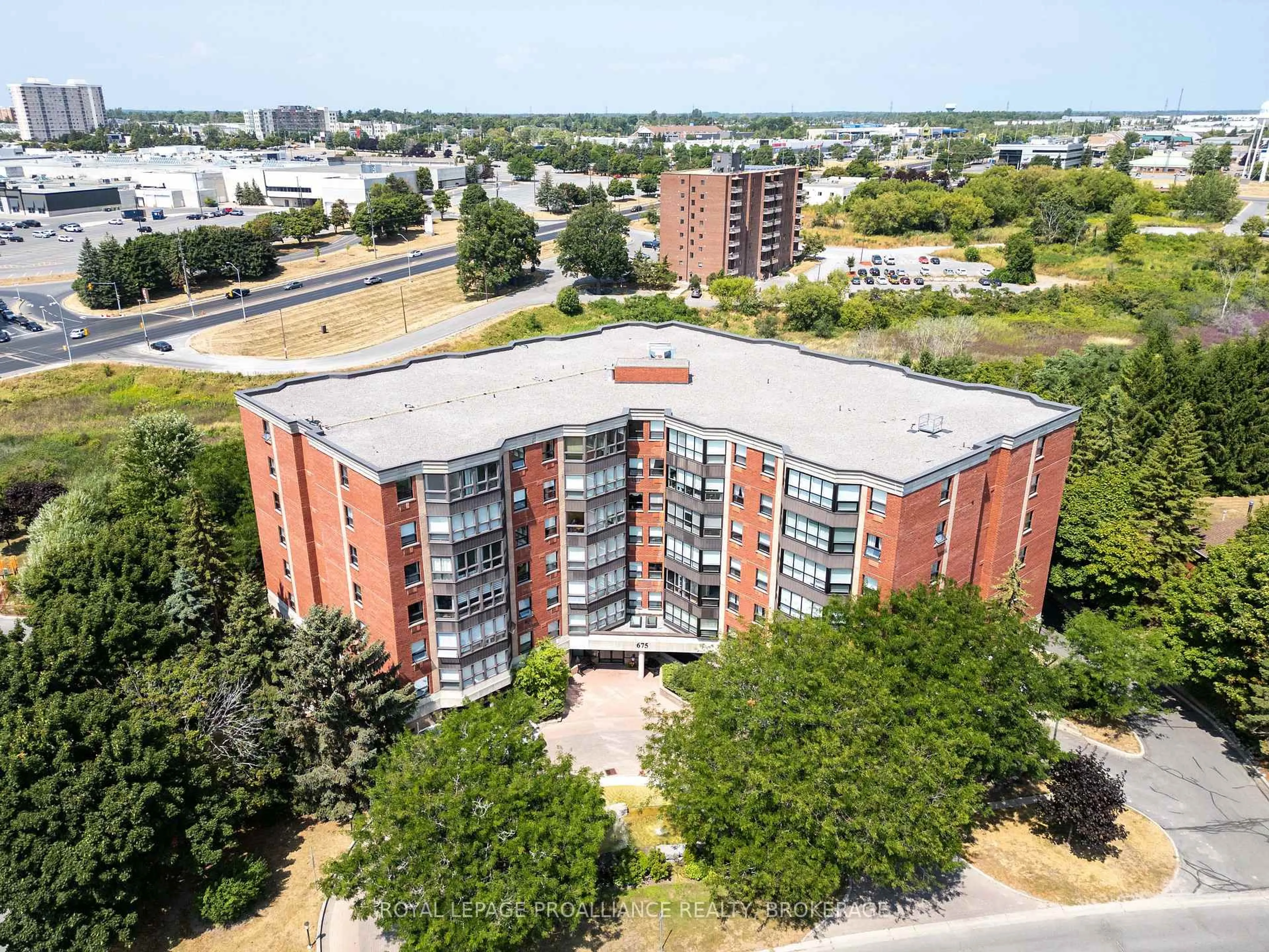 A pic from outside/outdoor area/front of a property/back of a property/a pic from drone, city buildings view from balcony for 675 Davis Dr #609, Kingston Ontario K7M 8L5